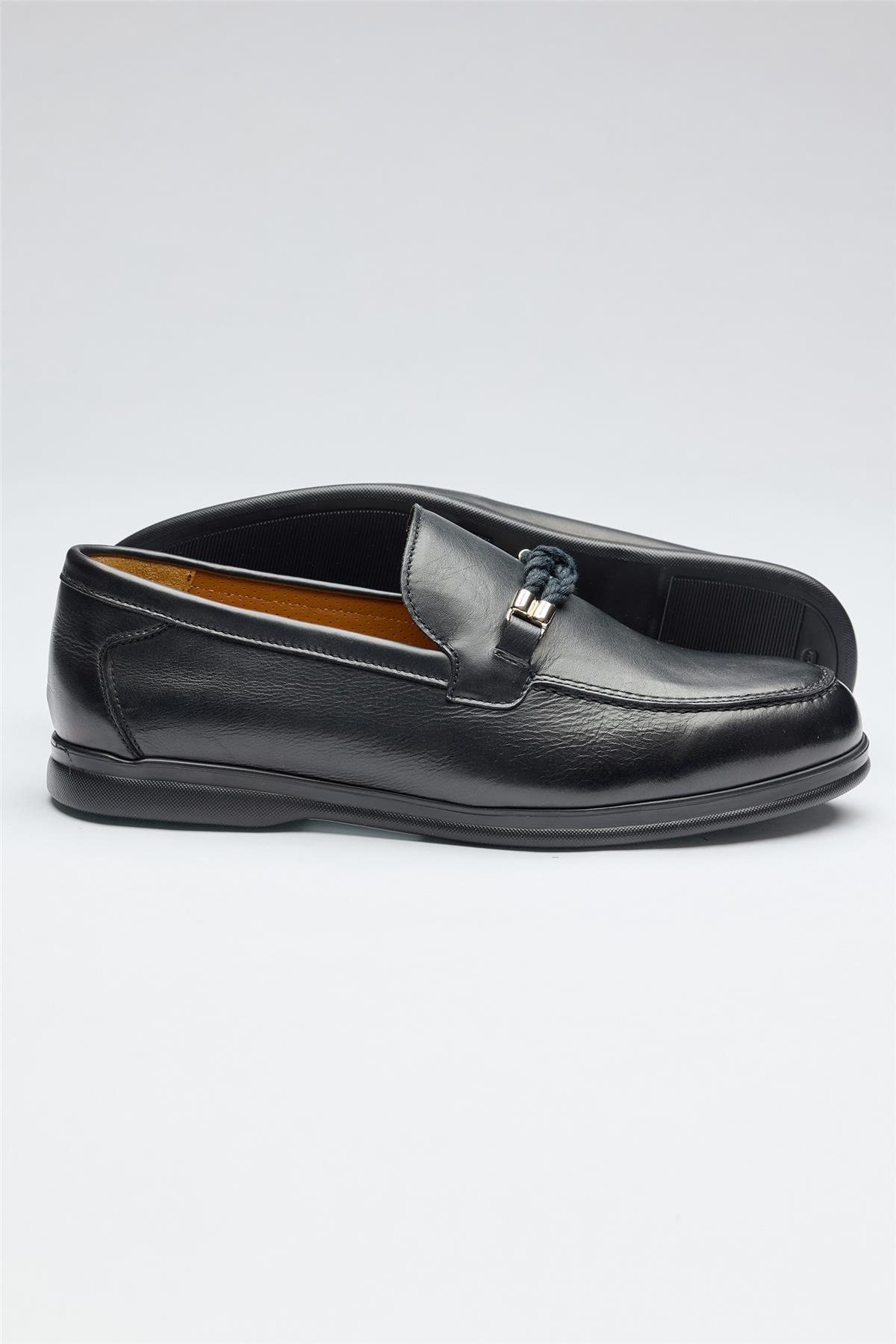 Lacivert Marine Deri Loafer