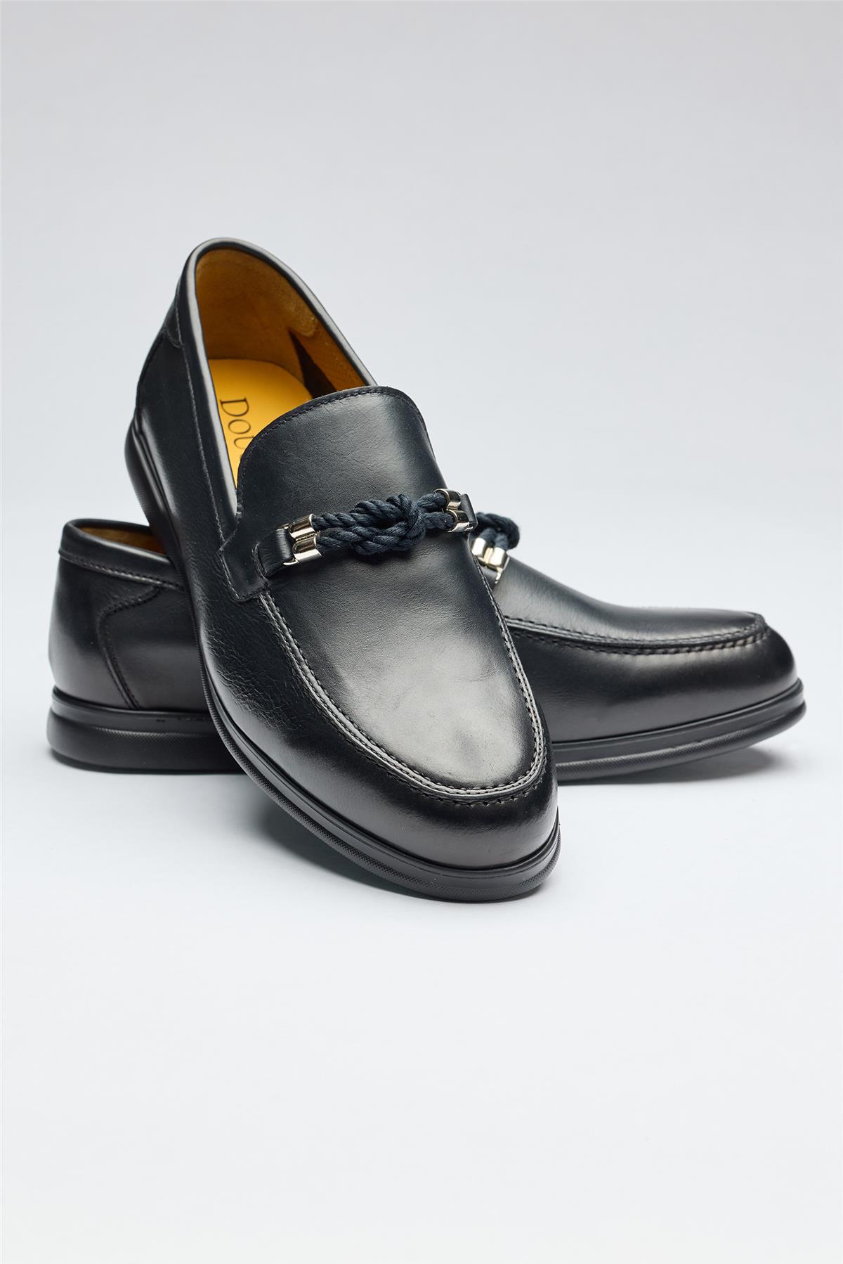 Lacivert Marine Deri Loafer