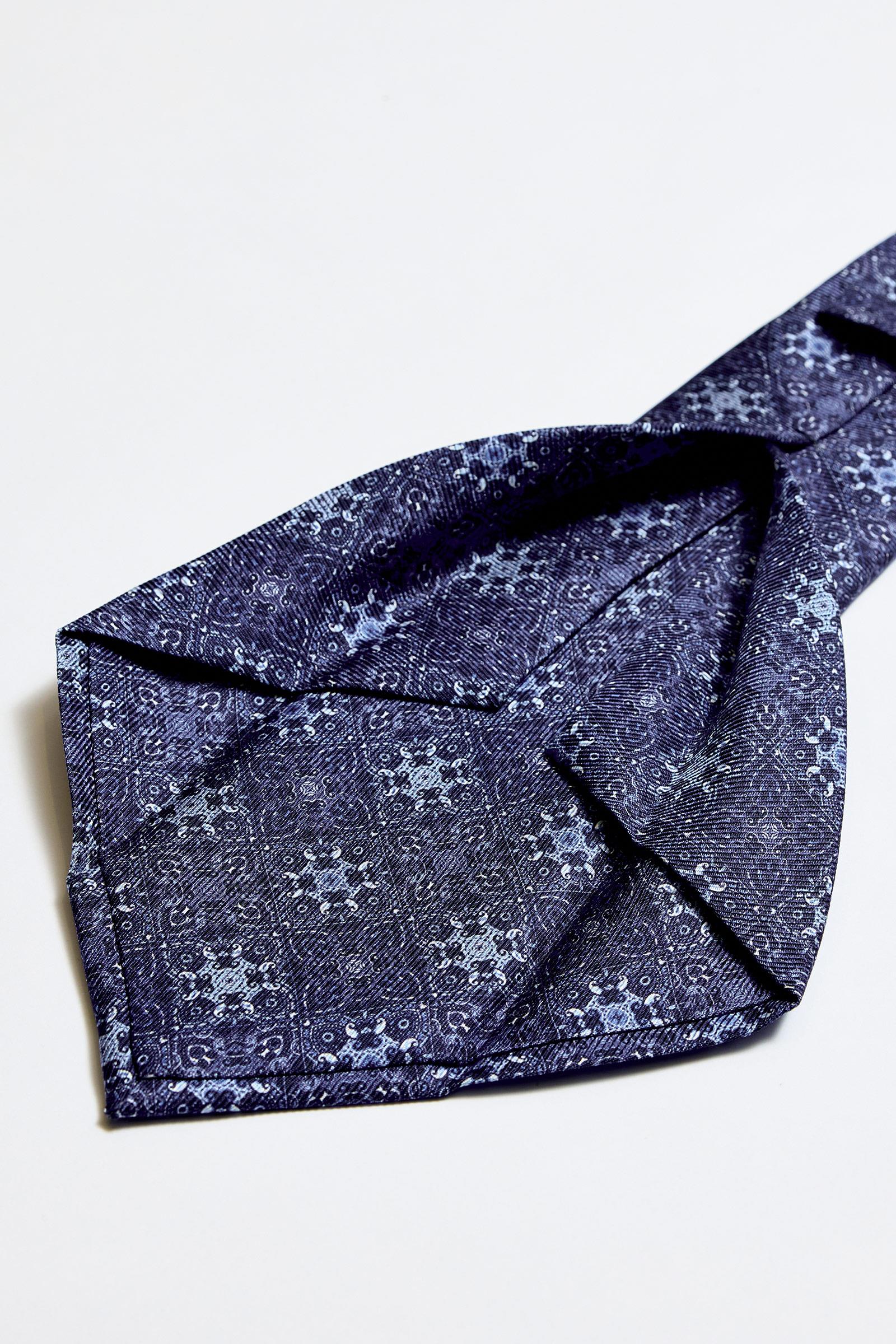 Lacivert Mavi 5 Fold İpek Kravat