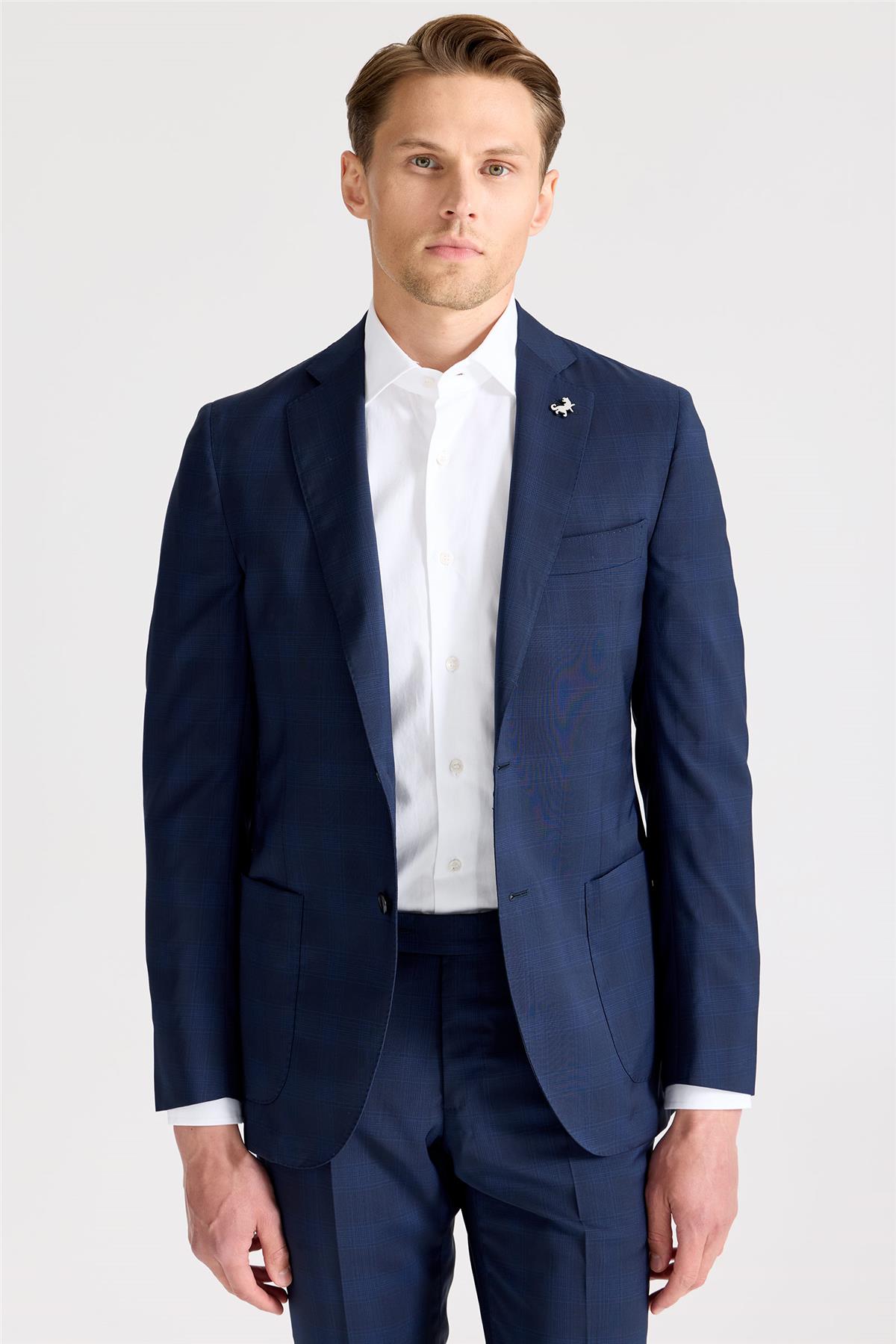 Lacivert Mavi Çizgili Takım Elbise