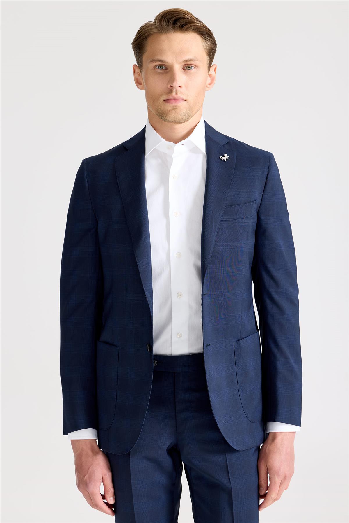 Lacivert Mavi Çizgili Takım Elbise