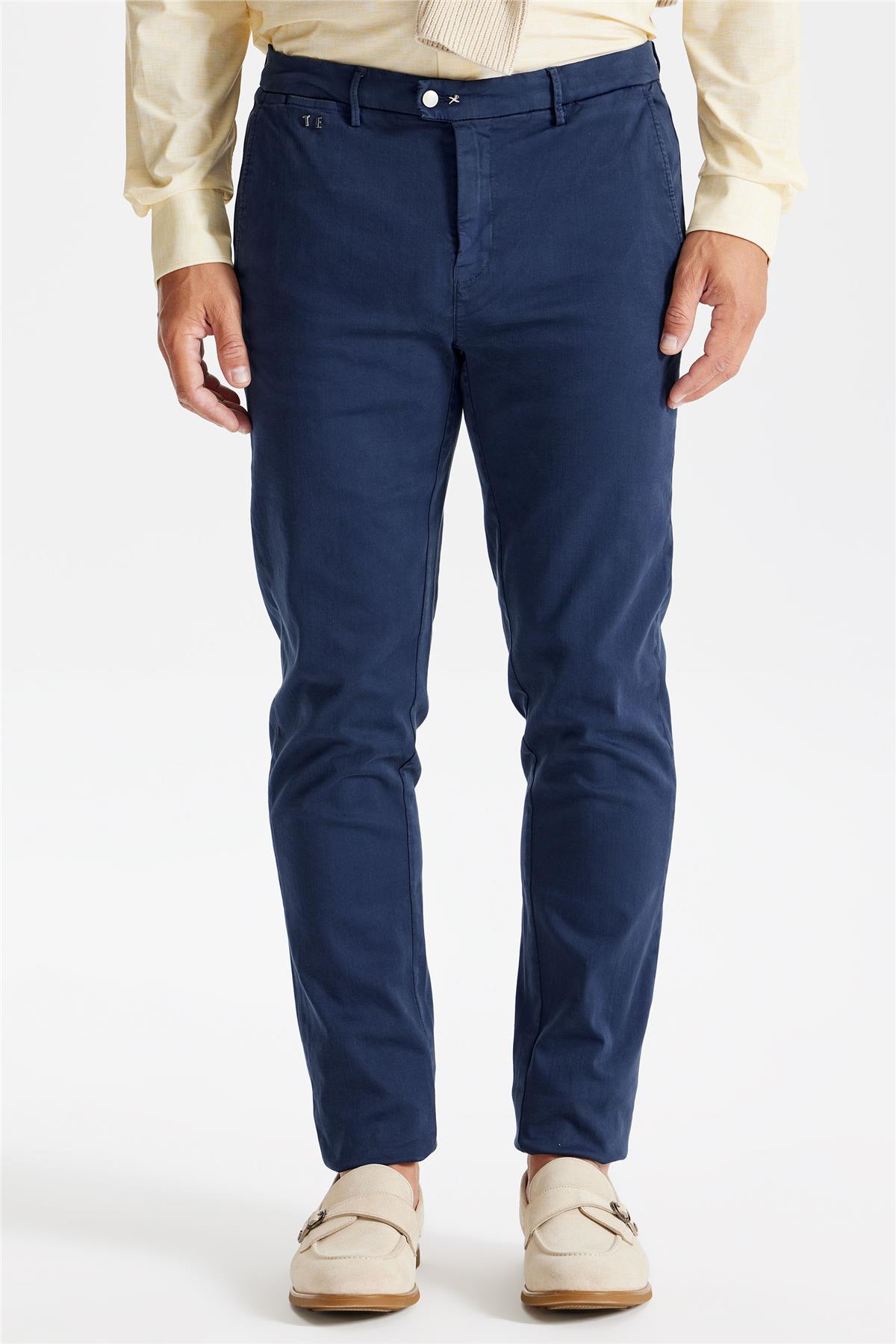 Lacivert Pamuk Chino Pantolon 