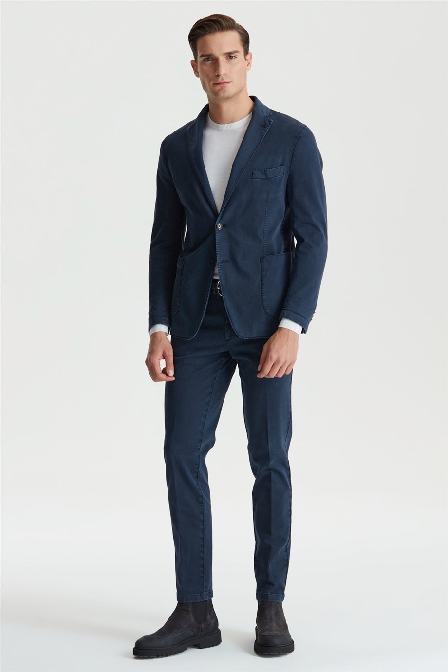 Lacivert Pamuk Kanvas Spor Ceket