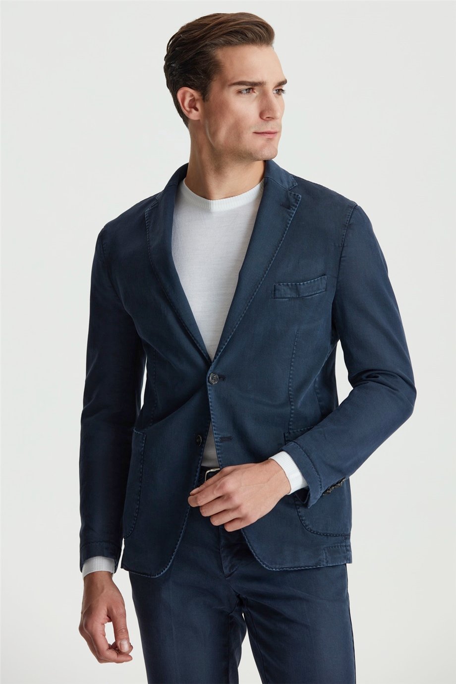Lacivert Pamuk Kanvas Spor Ceket