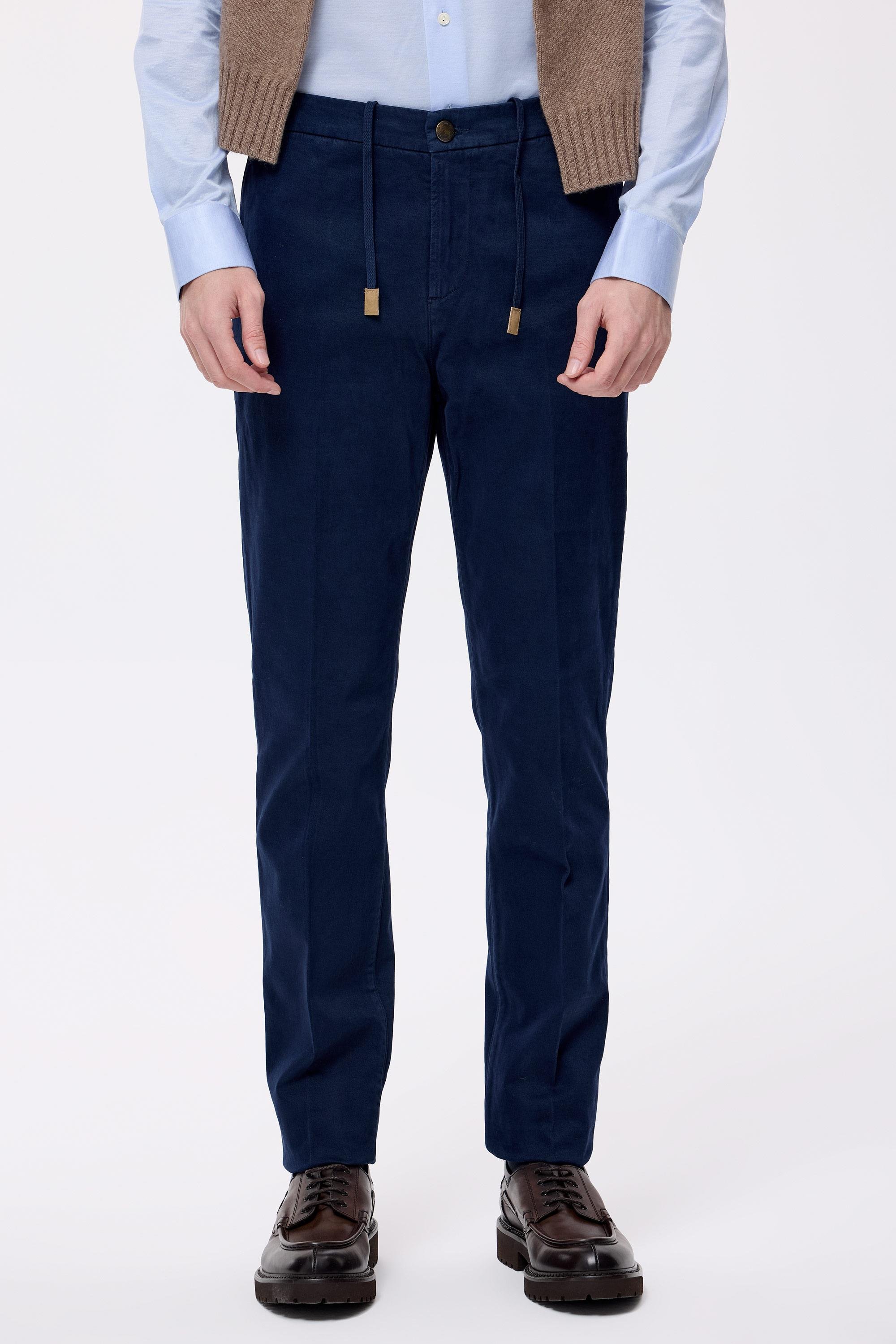 Lacivert Pamuk Kaşmir Bağcıklı Chino Pantolon