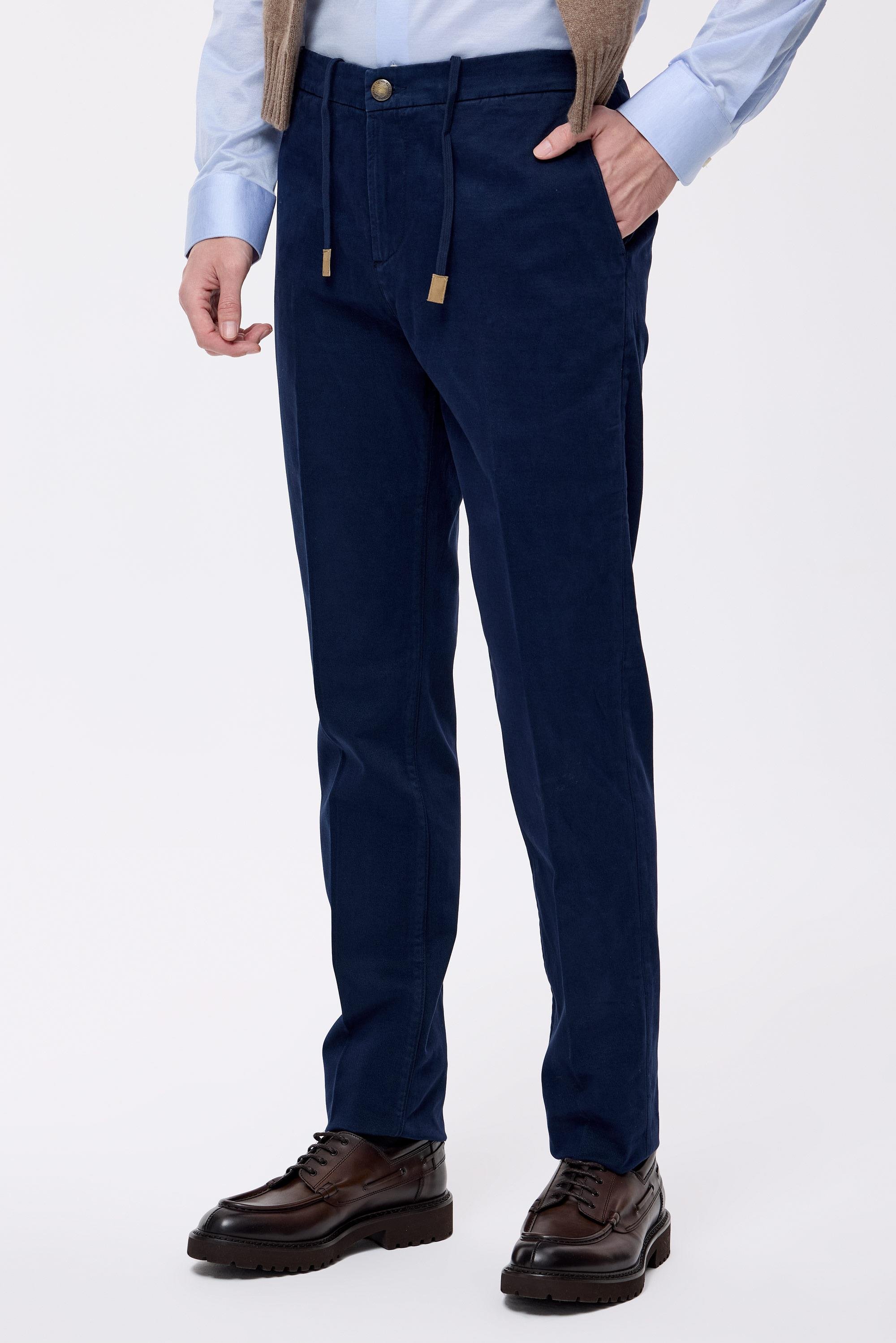 Lacivert Pamuk Kaşmir Bağcıklı Chino Pantolon