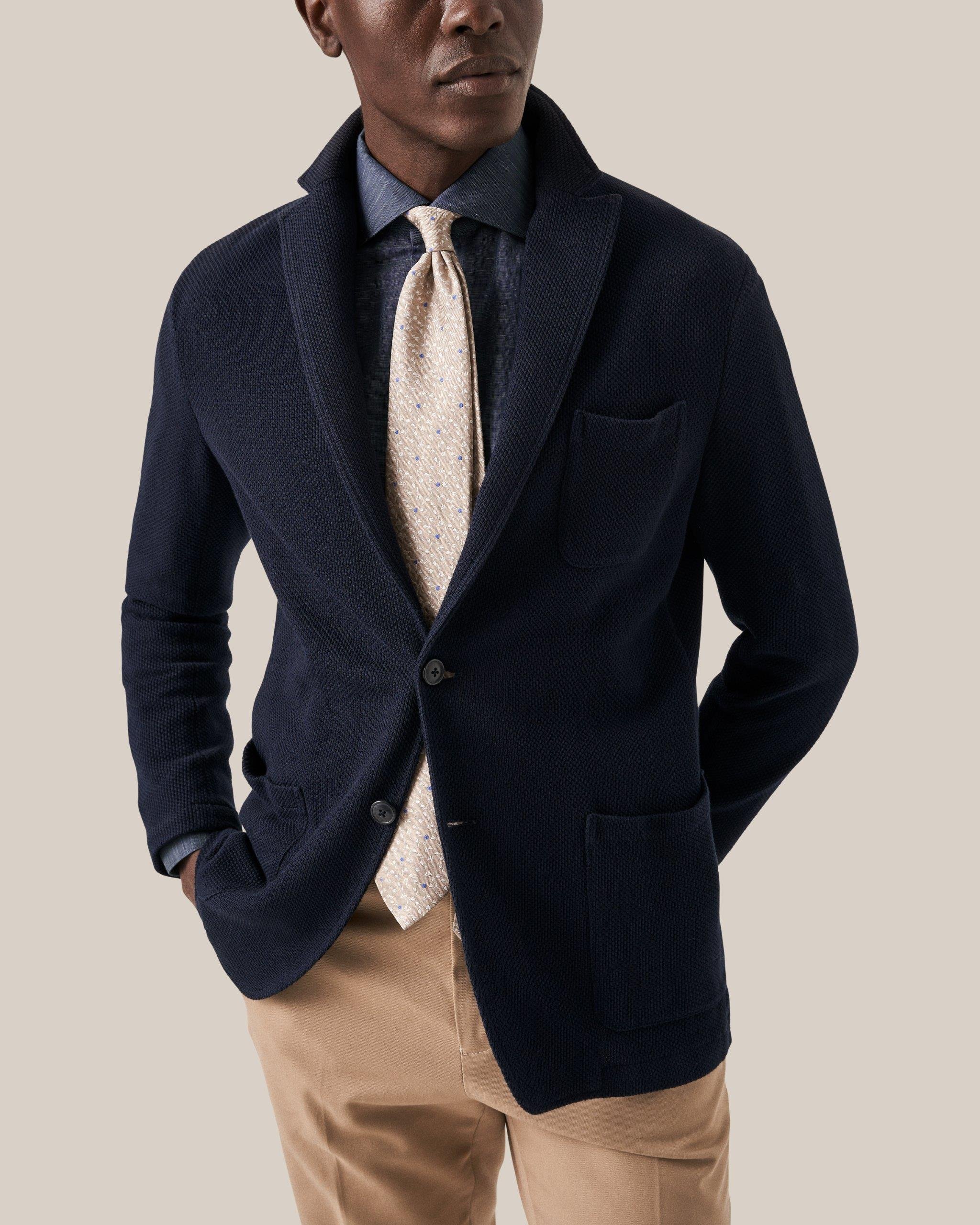 Lacivert Pamuk Keten Gömlek