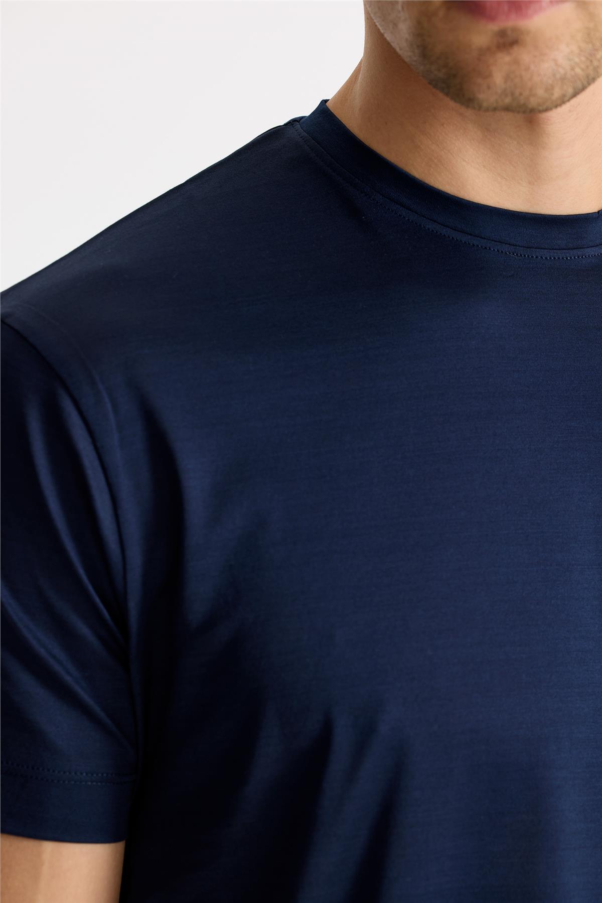 Lacivert Pamuk T-shirt