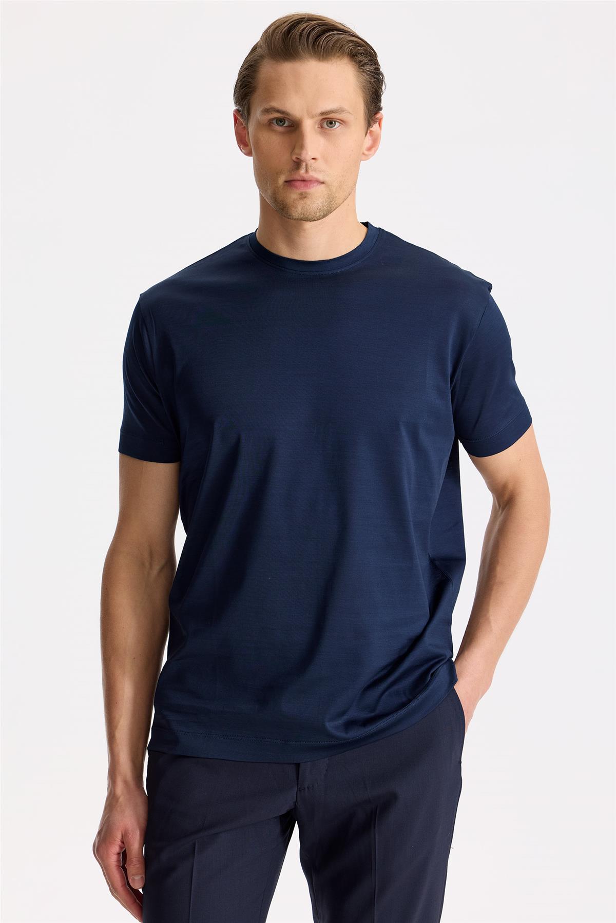 Lacivert Pamuk T-shirt