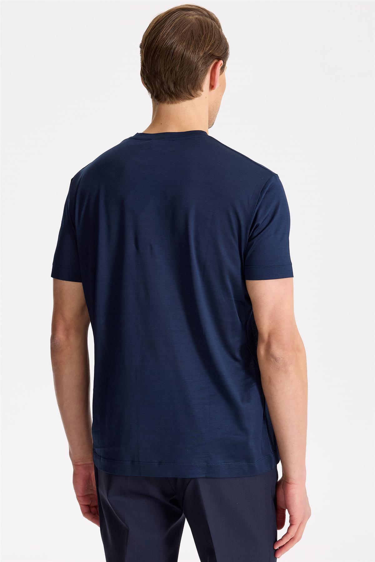 Lacivert Pamuk T-shirt