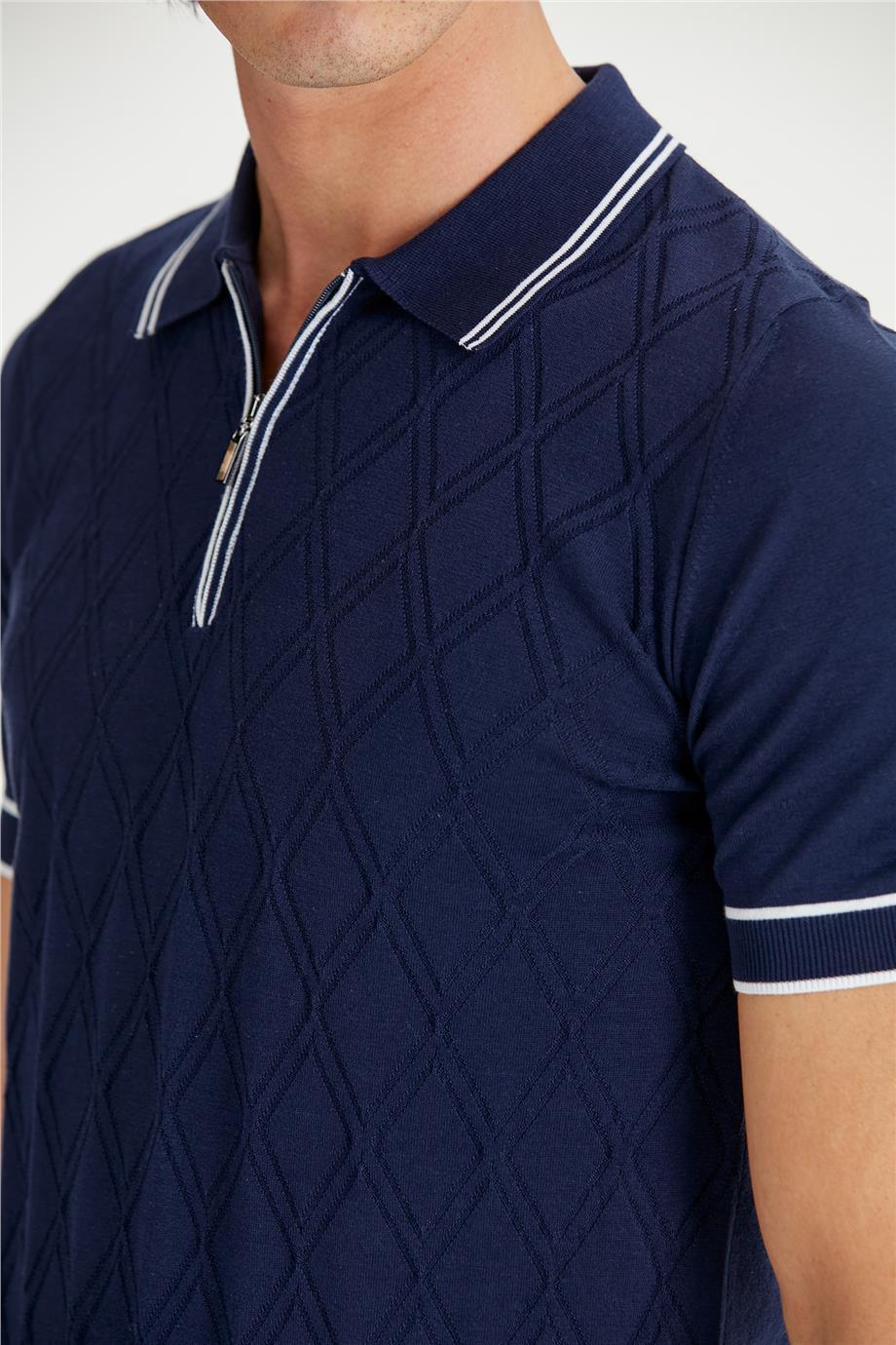 Lacivert Polo Yaka Erkek Pamuk Triko