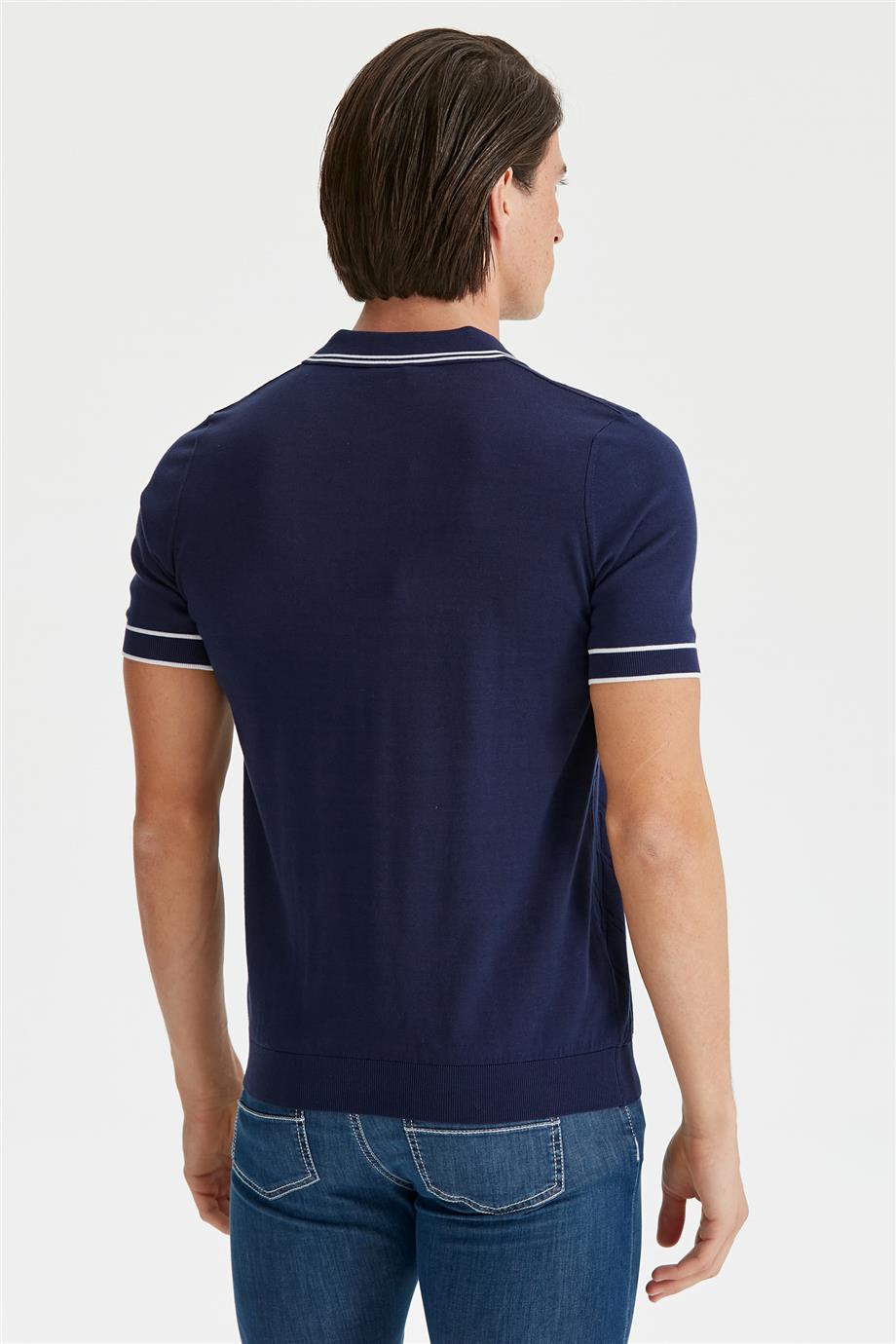 Lacivert Polo Yaka Erkek Pamuk Triko