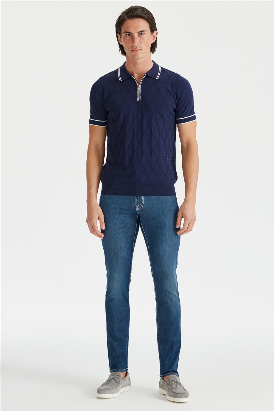 Lacivert Polo Yaka Erkek Pamuk Triko