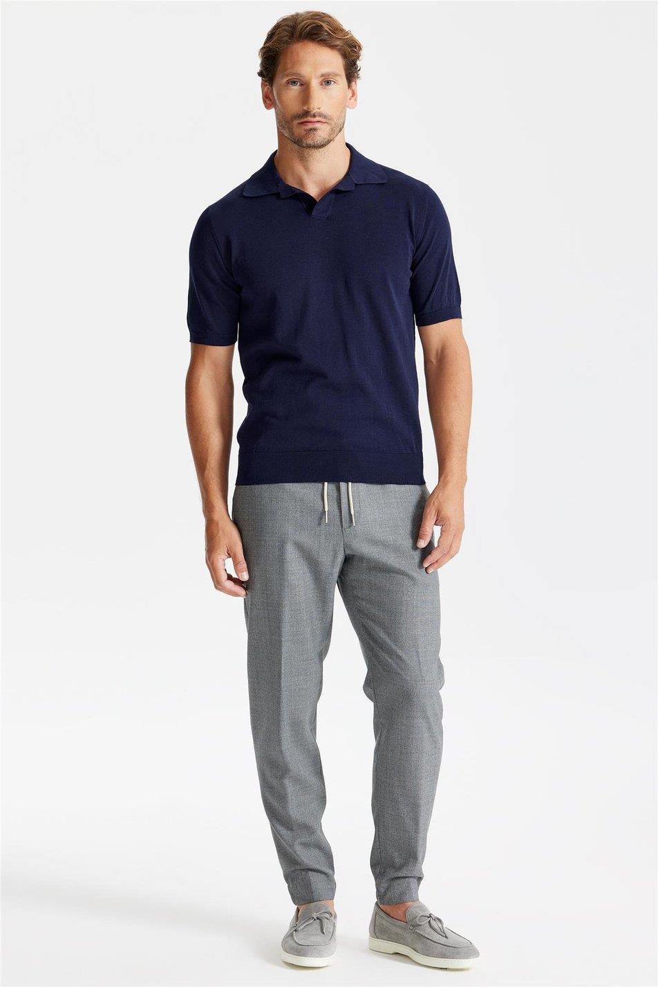 Lacivert Polo Yaka Pamuk Triko