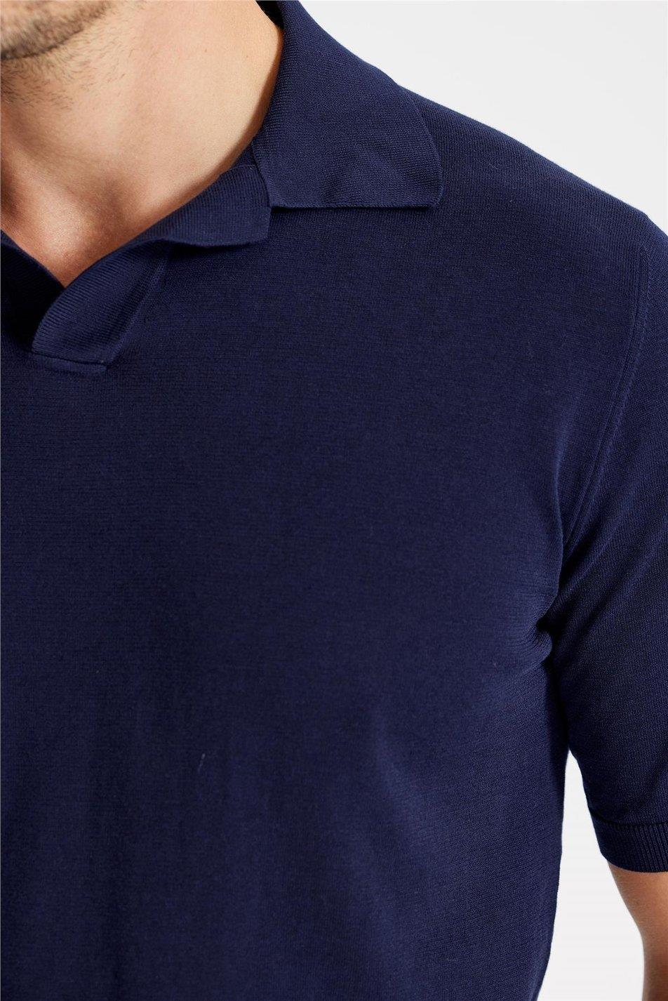 Lacivert Polo Yaka Pamuk Triko