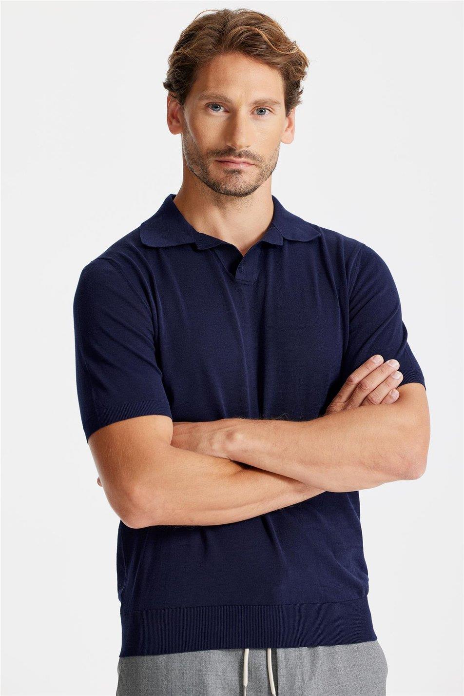 Lacivert Polo Yaka Pamuk Triko