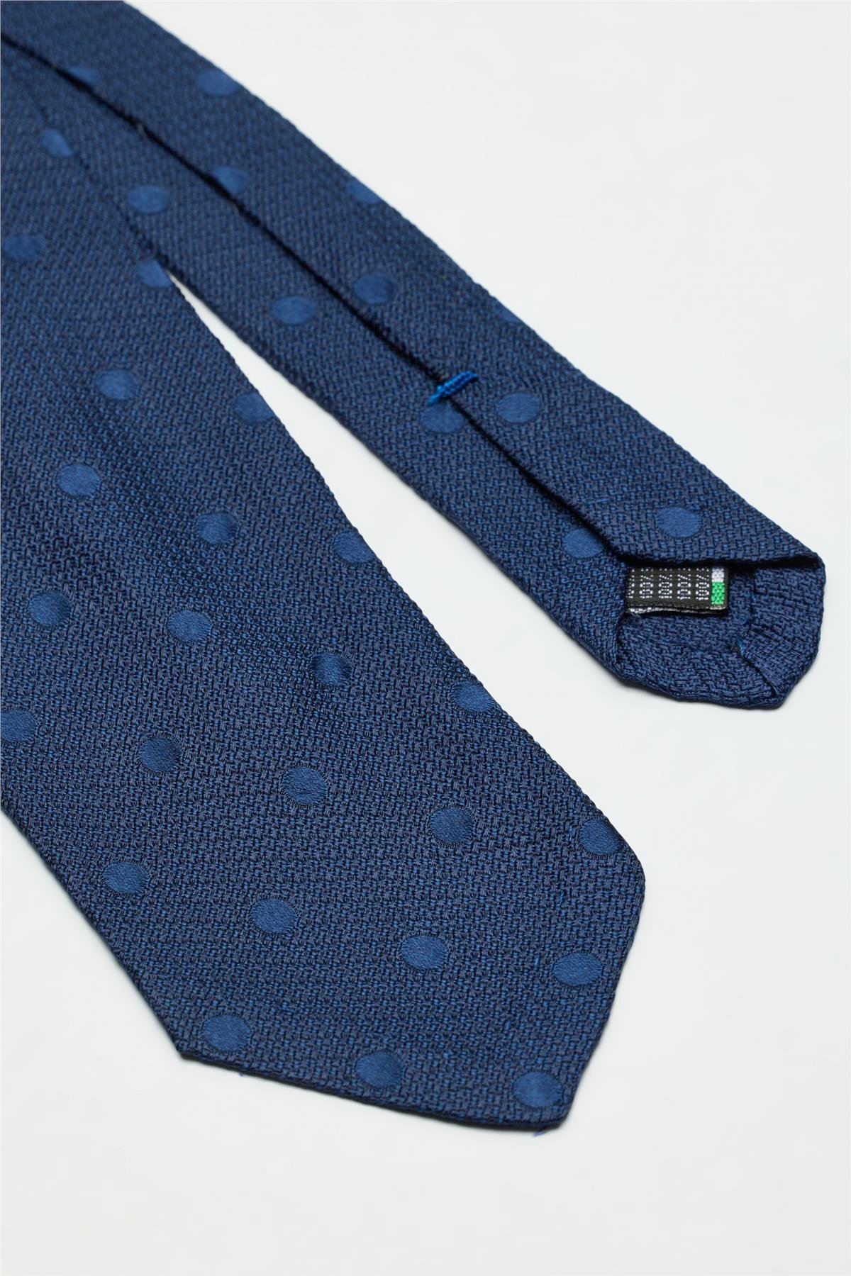 Lacivert Puantiyeli Garza İpek Kravat