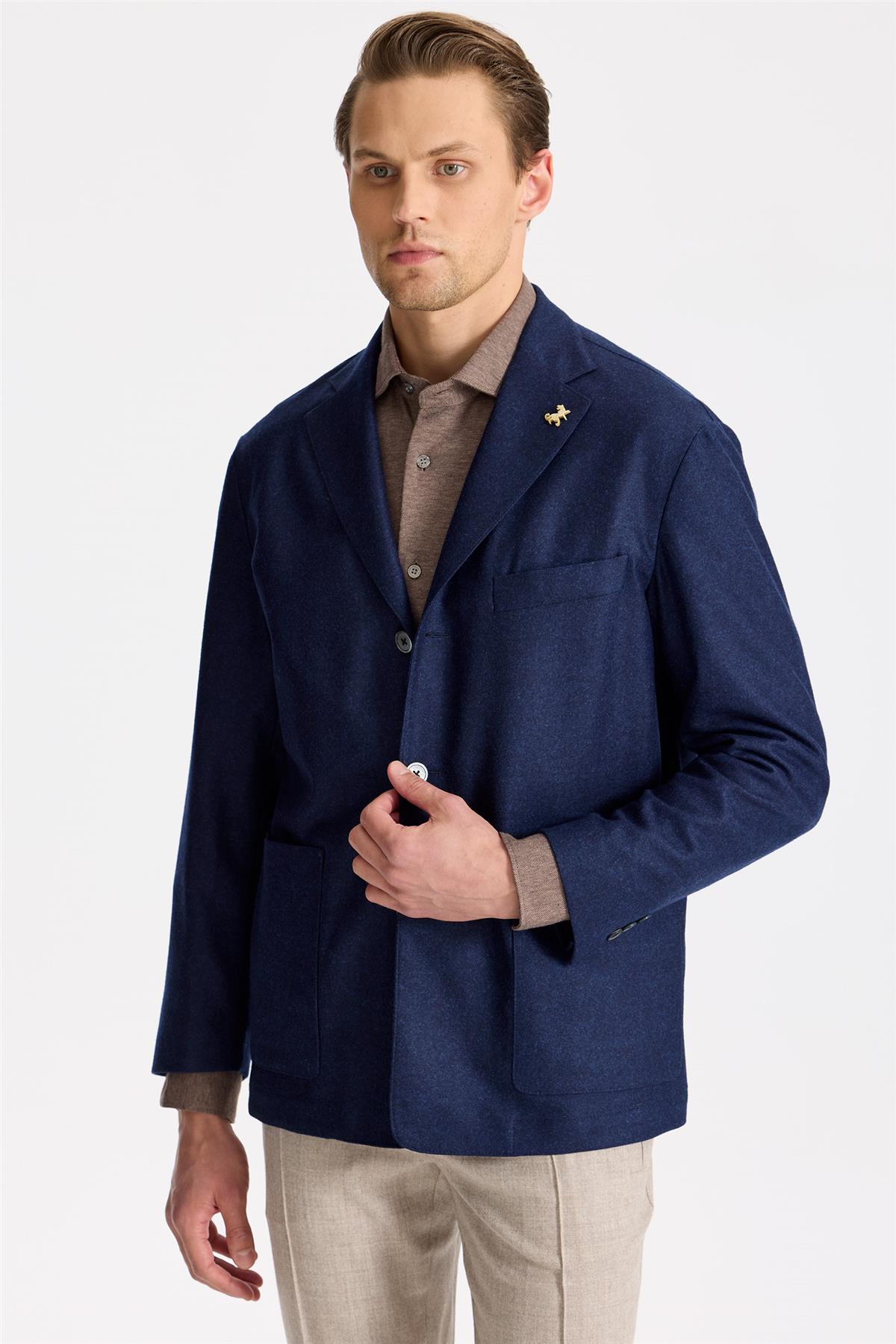 Lacivert Saf Yün Ceket