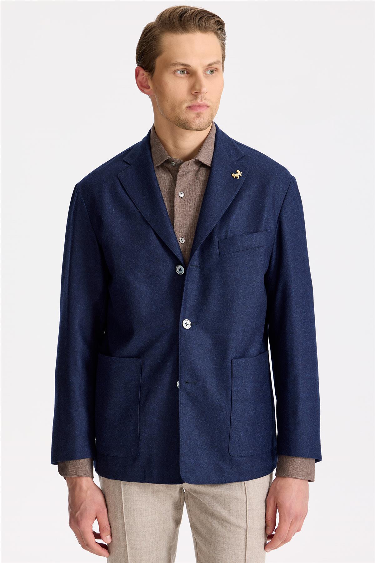 Lacivert Saf Yün Ceket