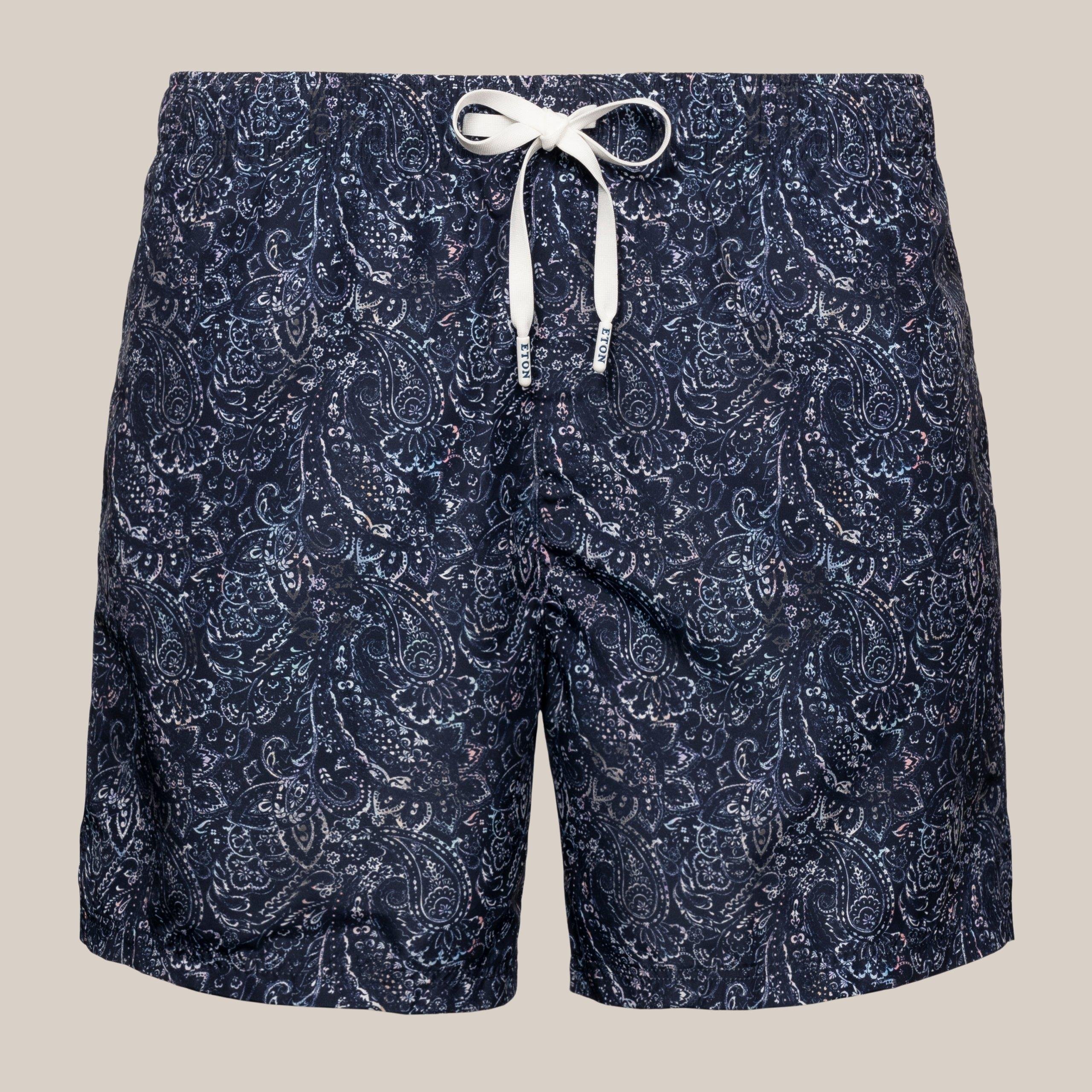 Lacivert Şal Desenli Mayo