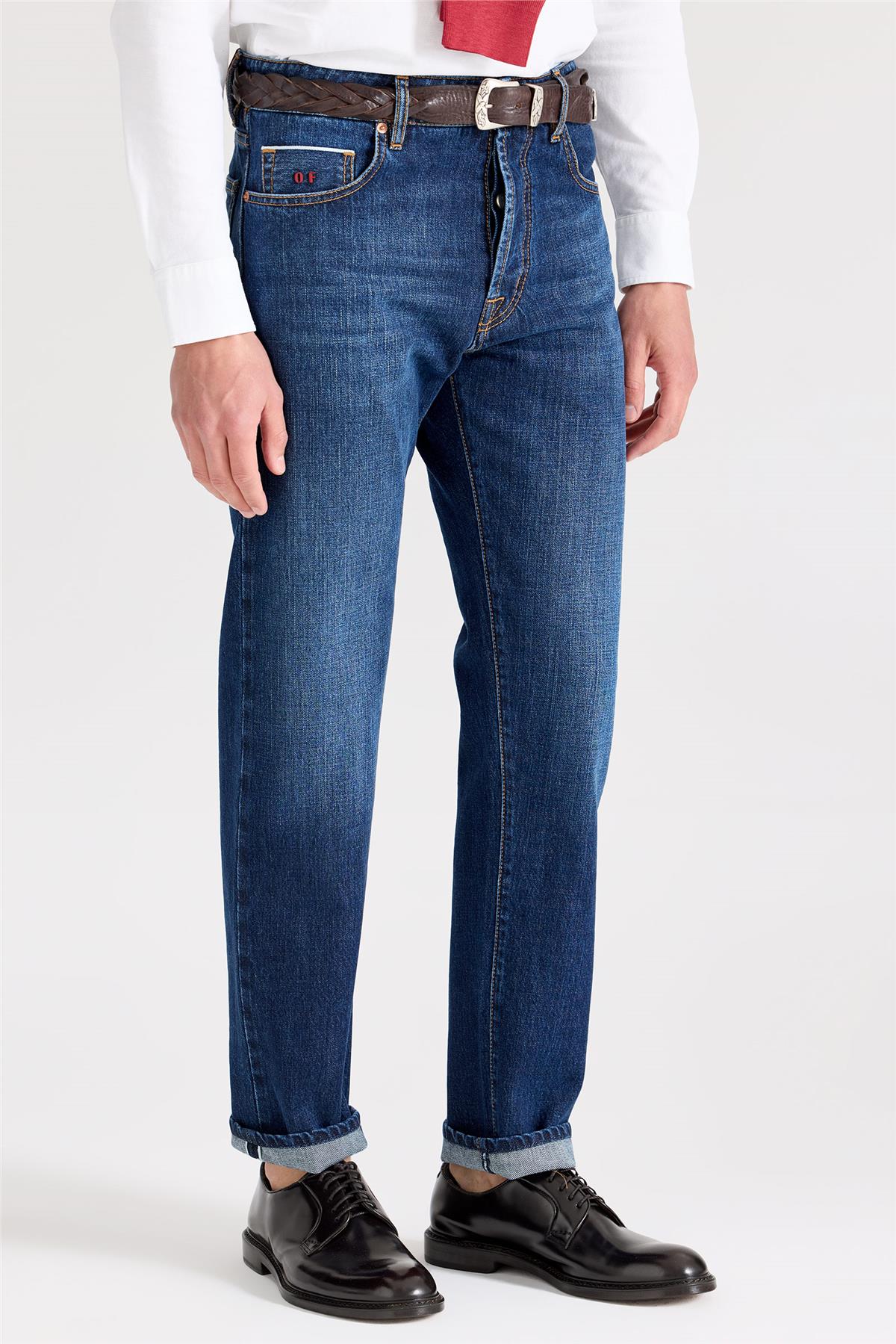 Lacivert Selvedge Pamuk Denim Pantolon