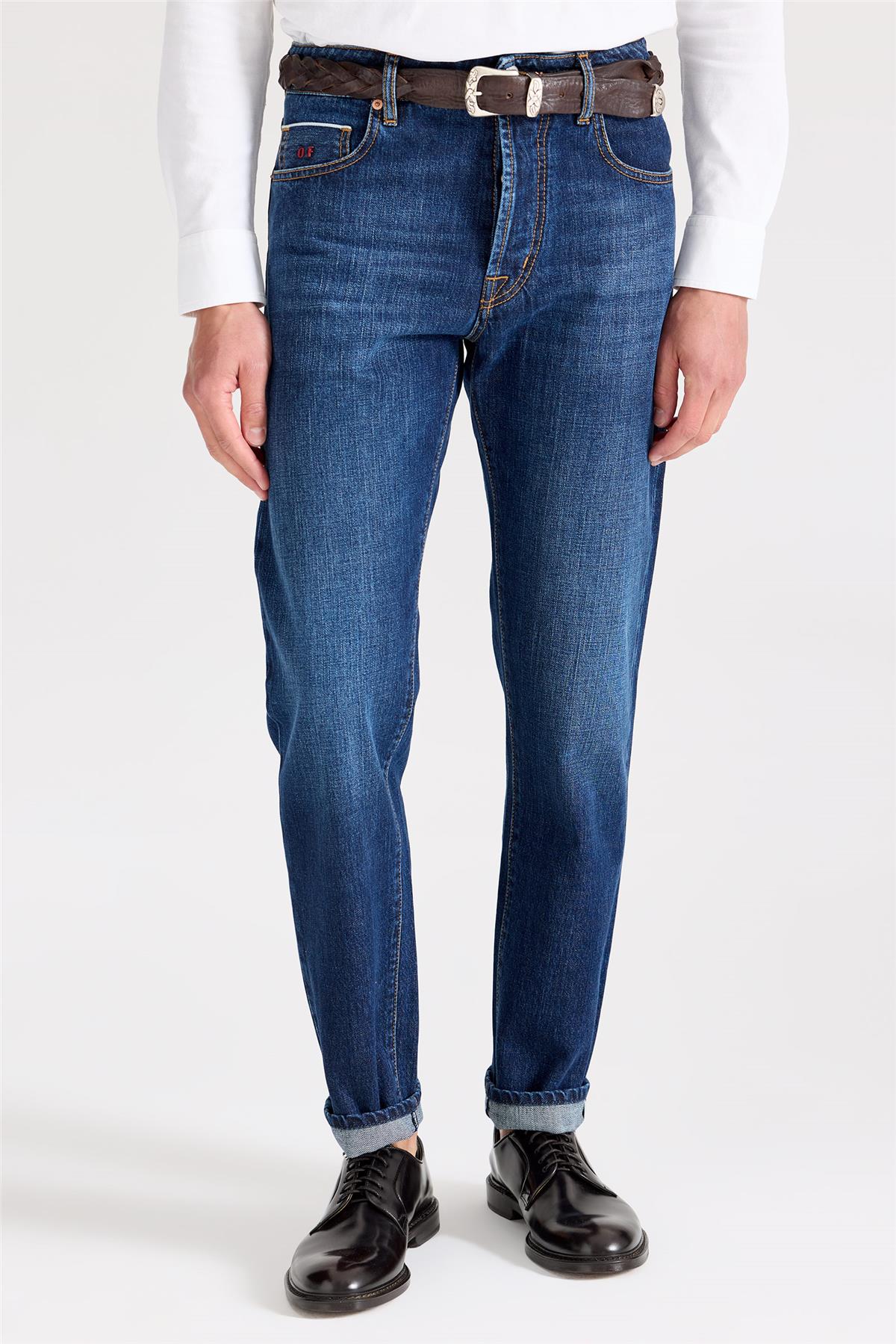 Lacivert Selvedge Pamuk Denim Pantolon