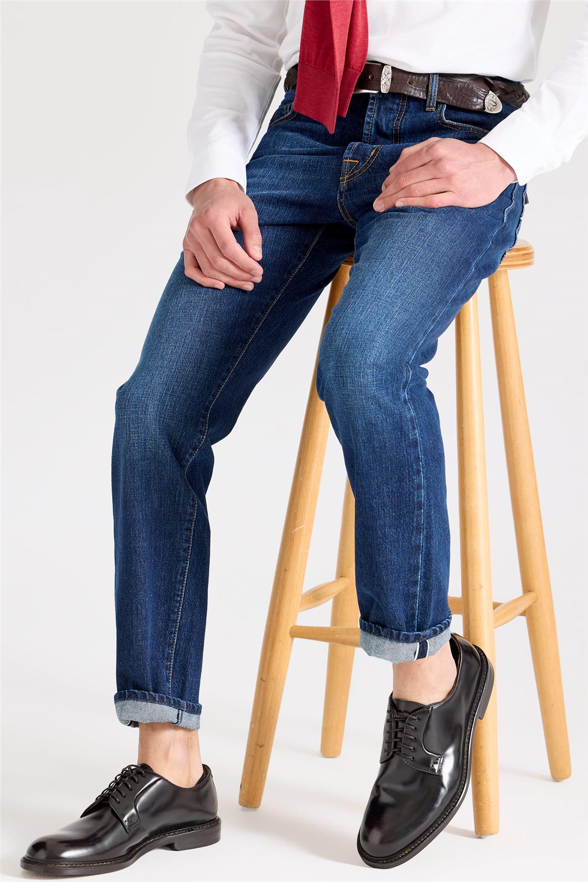 Lacivert Selvedge Pamuk Denim Pantolon