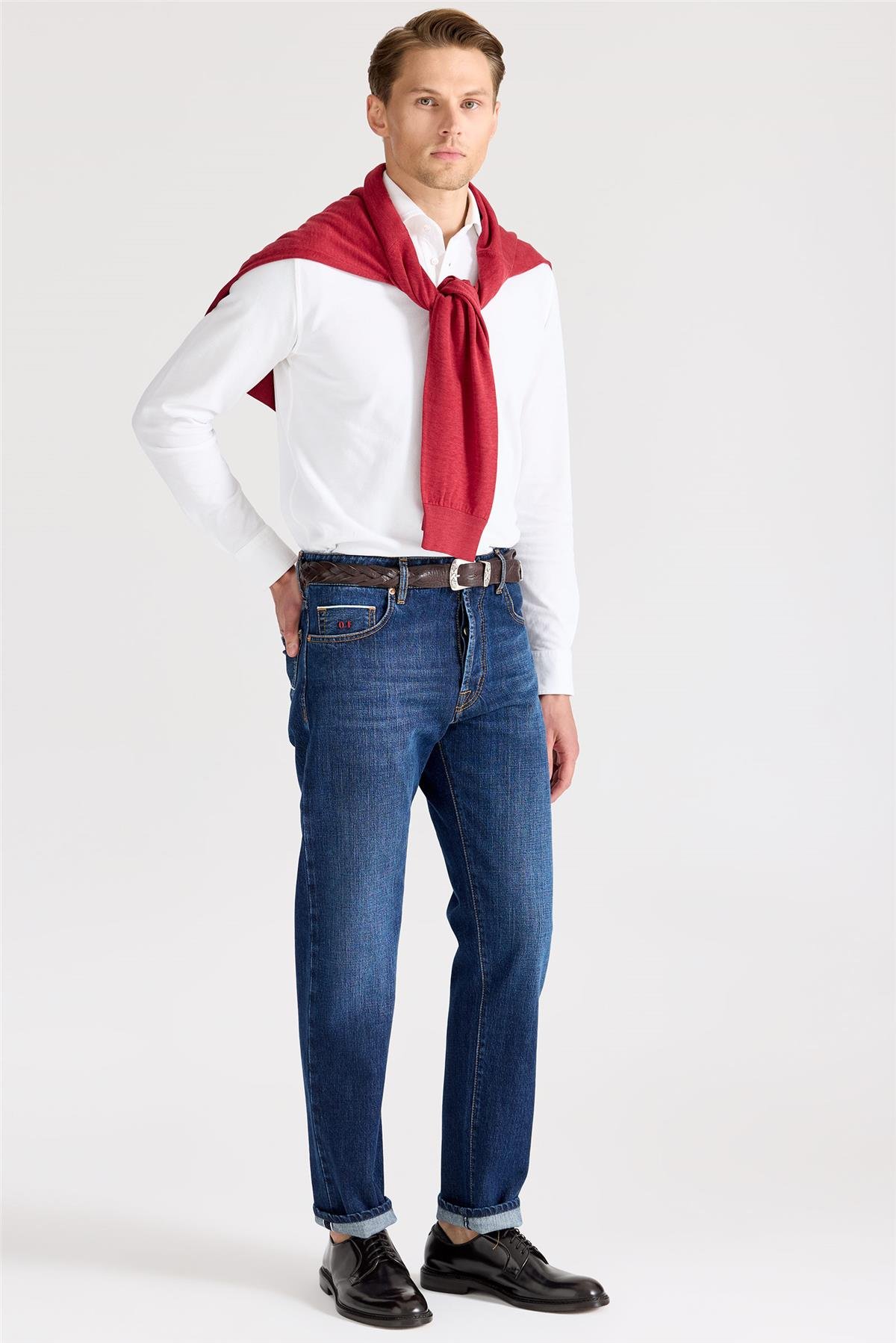 Lacivert Selvedge Pamuk Denim Pantolon