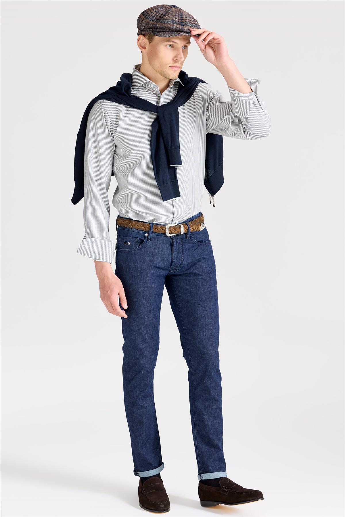 Lacivert Soft Pamuk Denim Pantolon