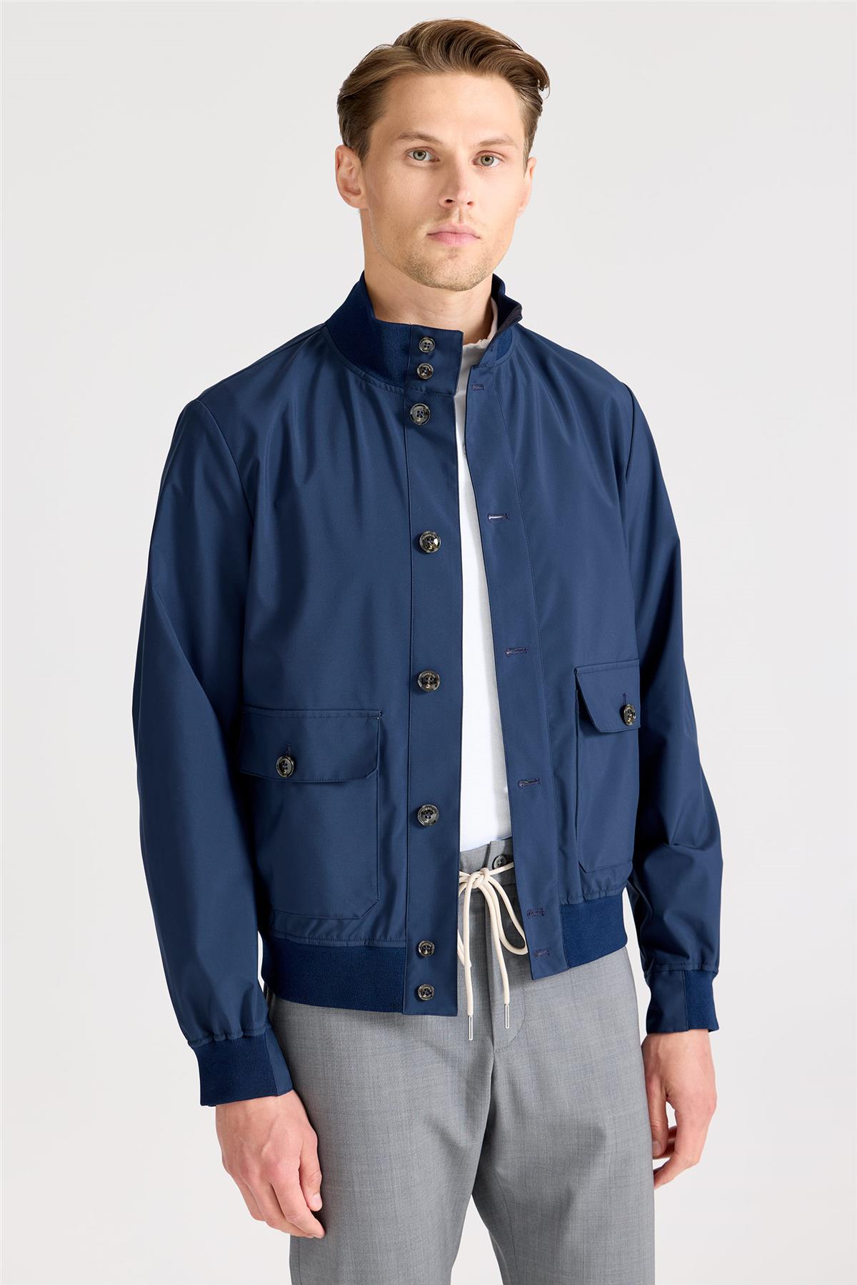 Lacivert Teknik Bomber Yağmurluk