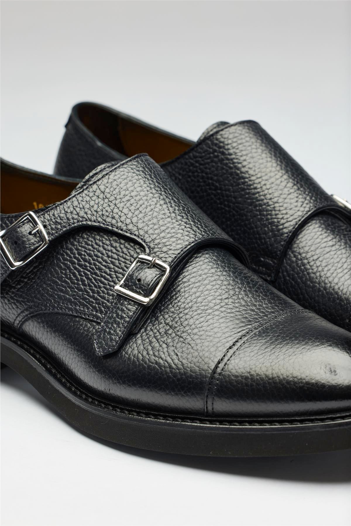 Lacivert Tokalı Deri Ayakkabı