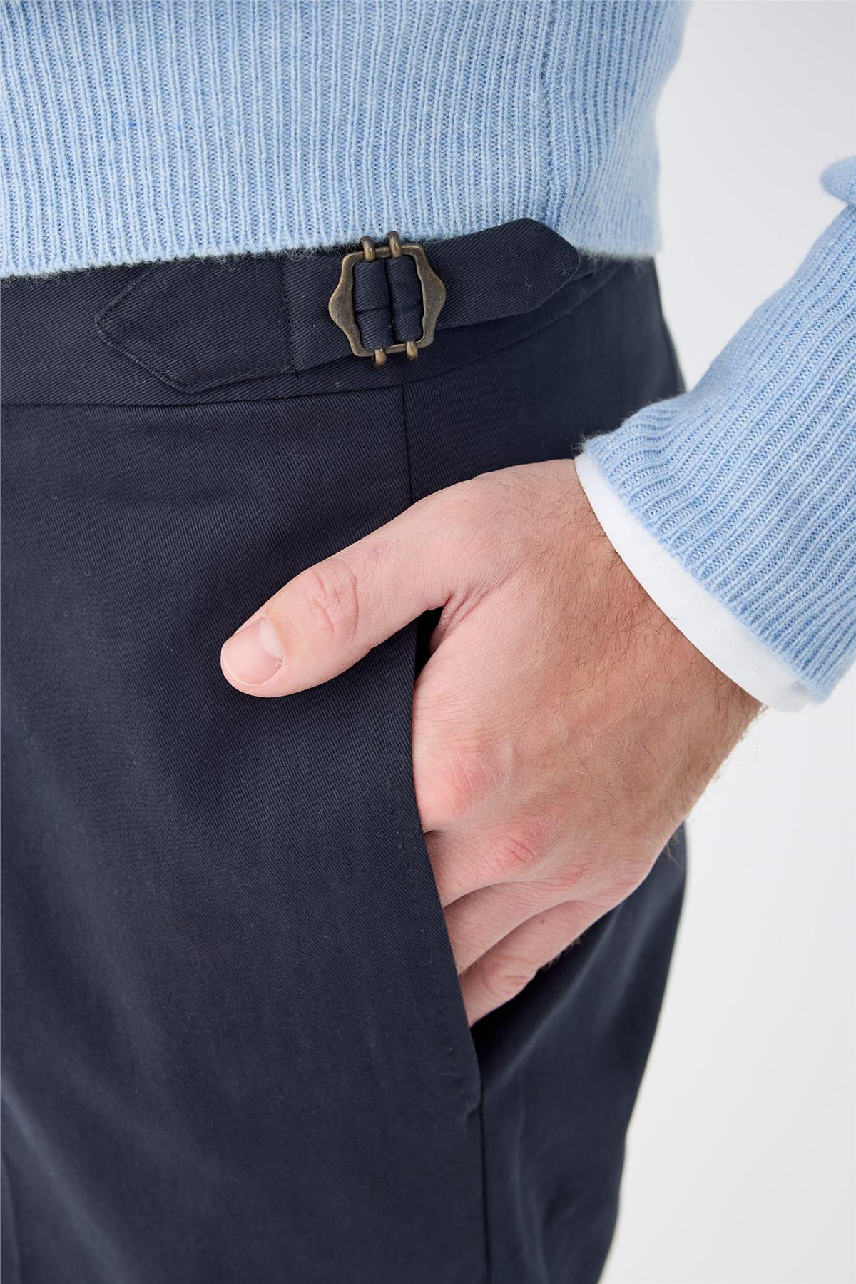 Lacivert Tokalı Pamuk Pantolon