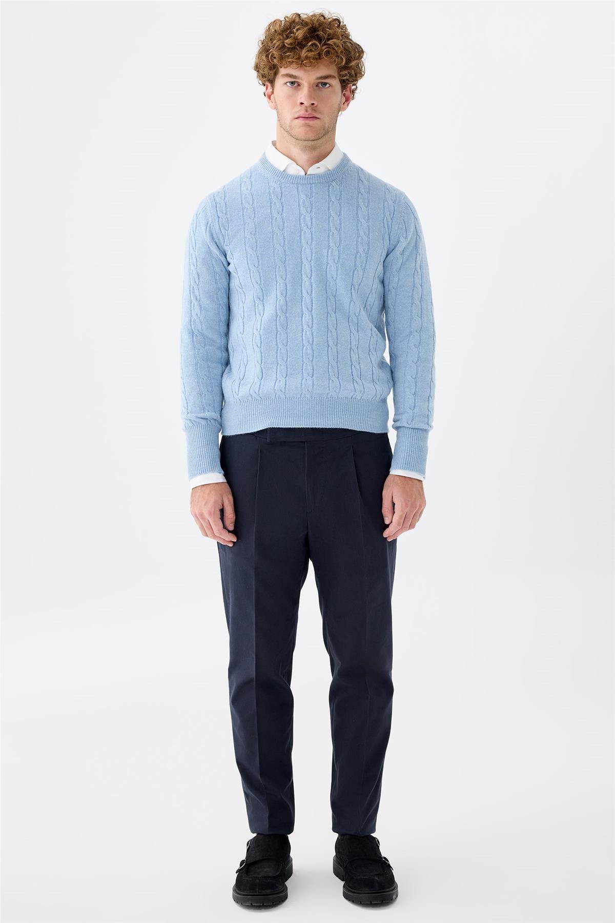 Lacivert Tokalı Pamuk Pantolon