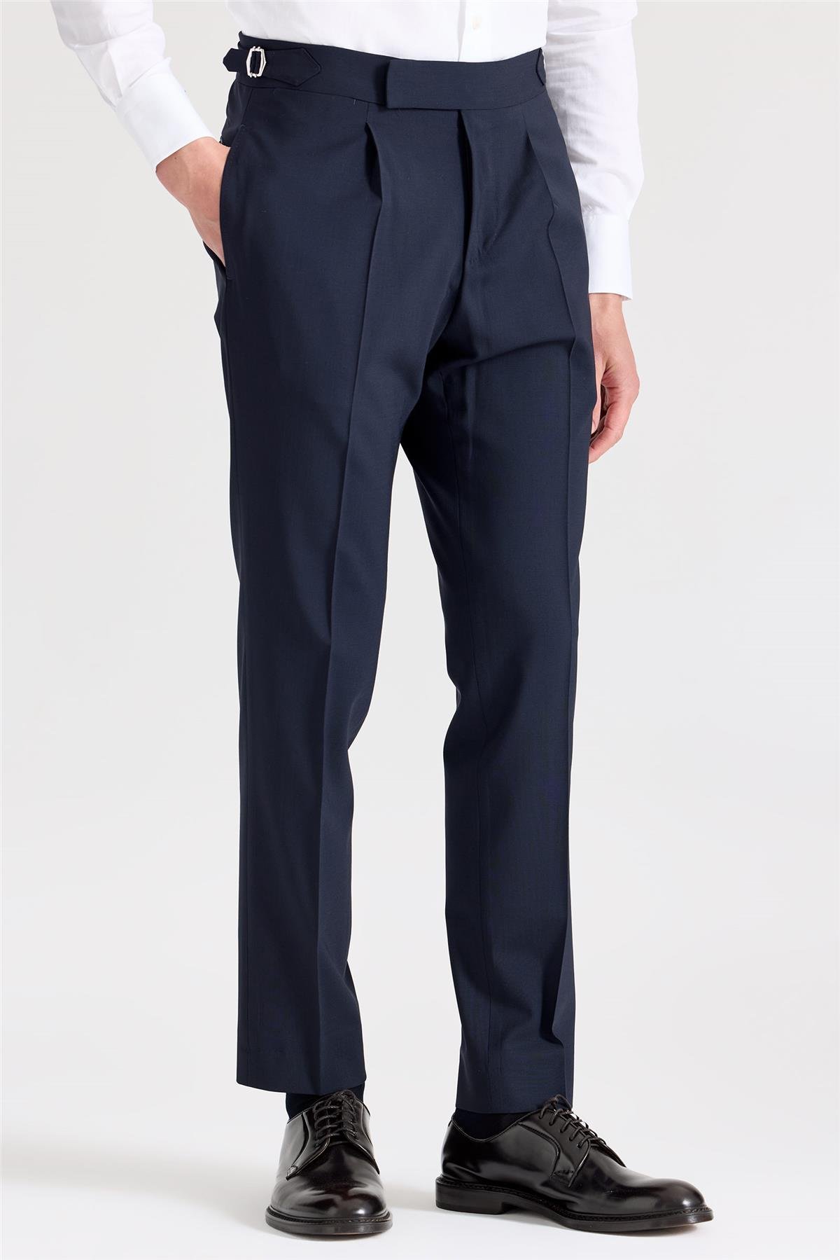 Lacivert Tokalı Yün Pantolon 