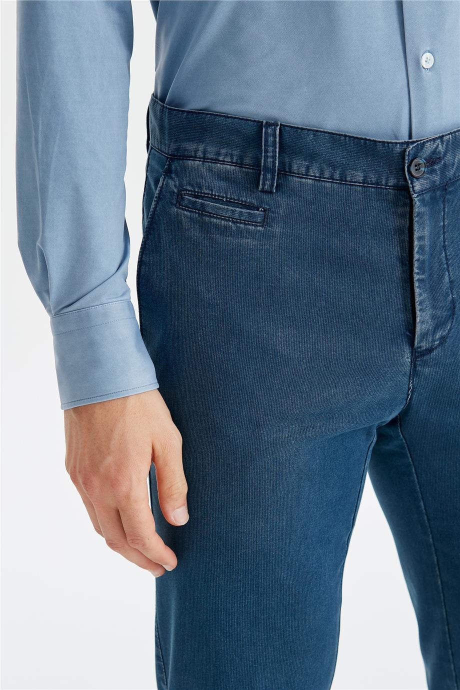 Lacivert Vintage Tensel Erkek Pantolon