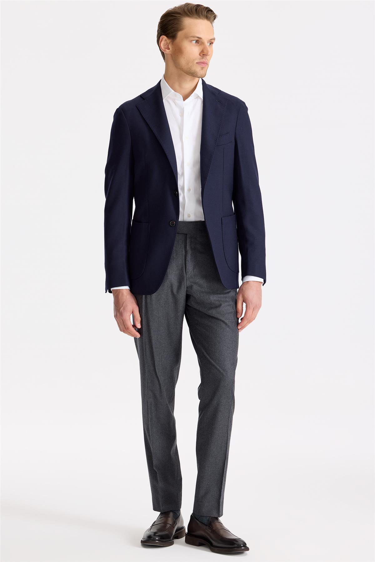 Lacivert Yün Blazer