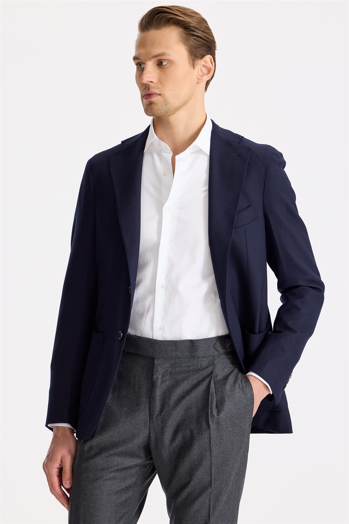 Lacivert Yün Blazer