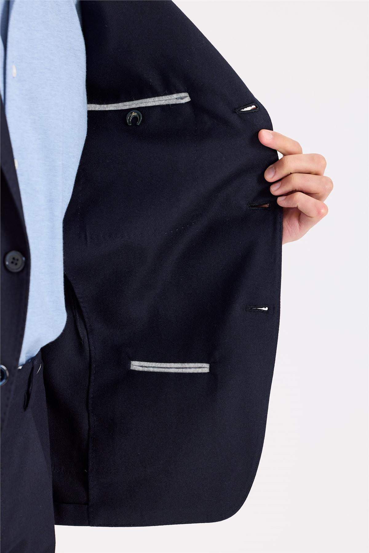 Lacivert Yün Flanel Takım Elbise