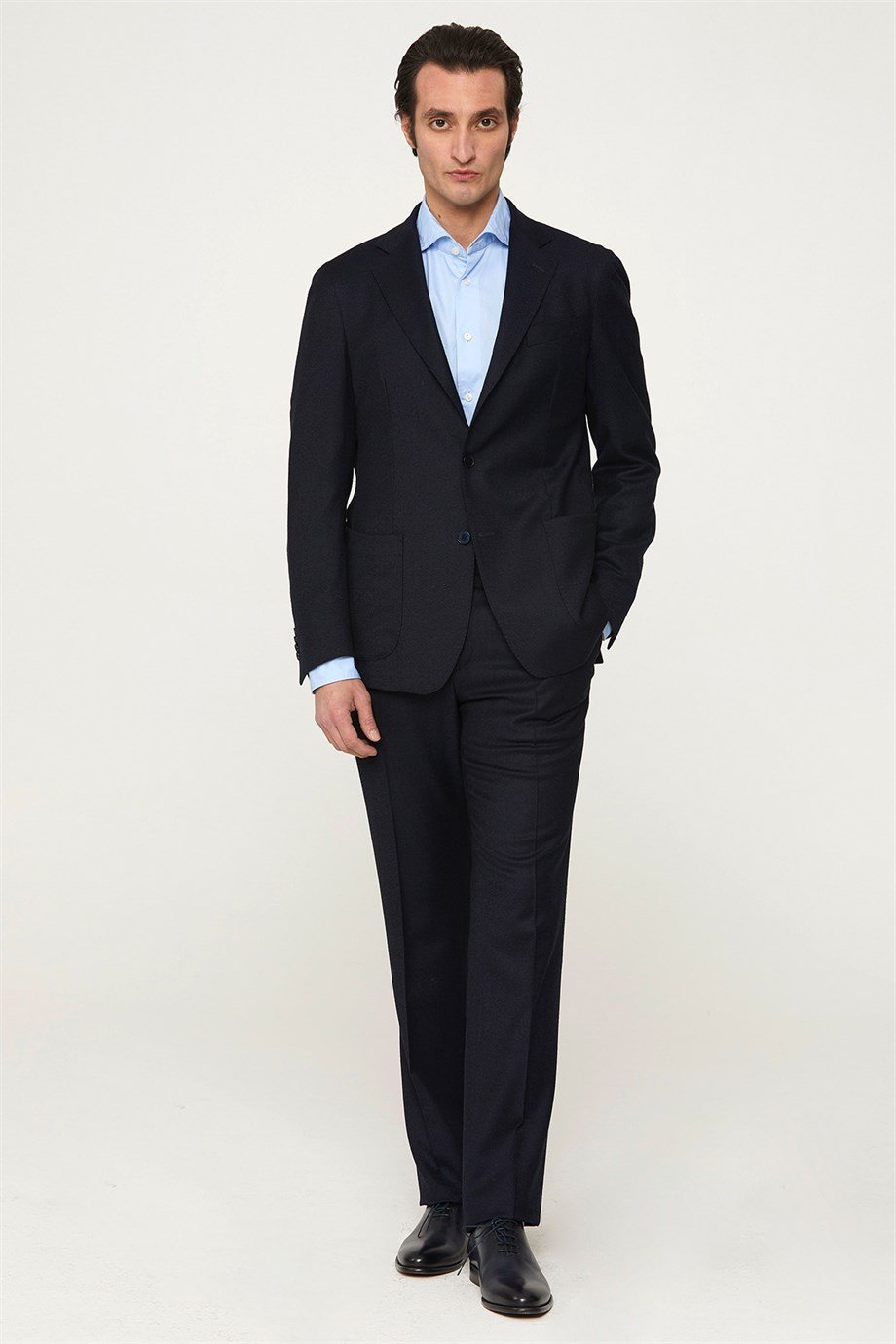 Lacivert Yün Flannel Erkek Takım Elbise