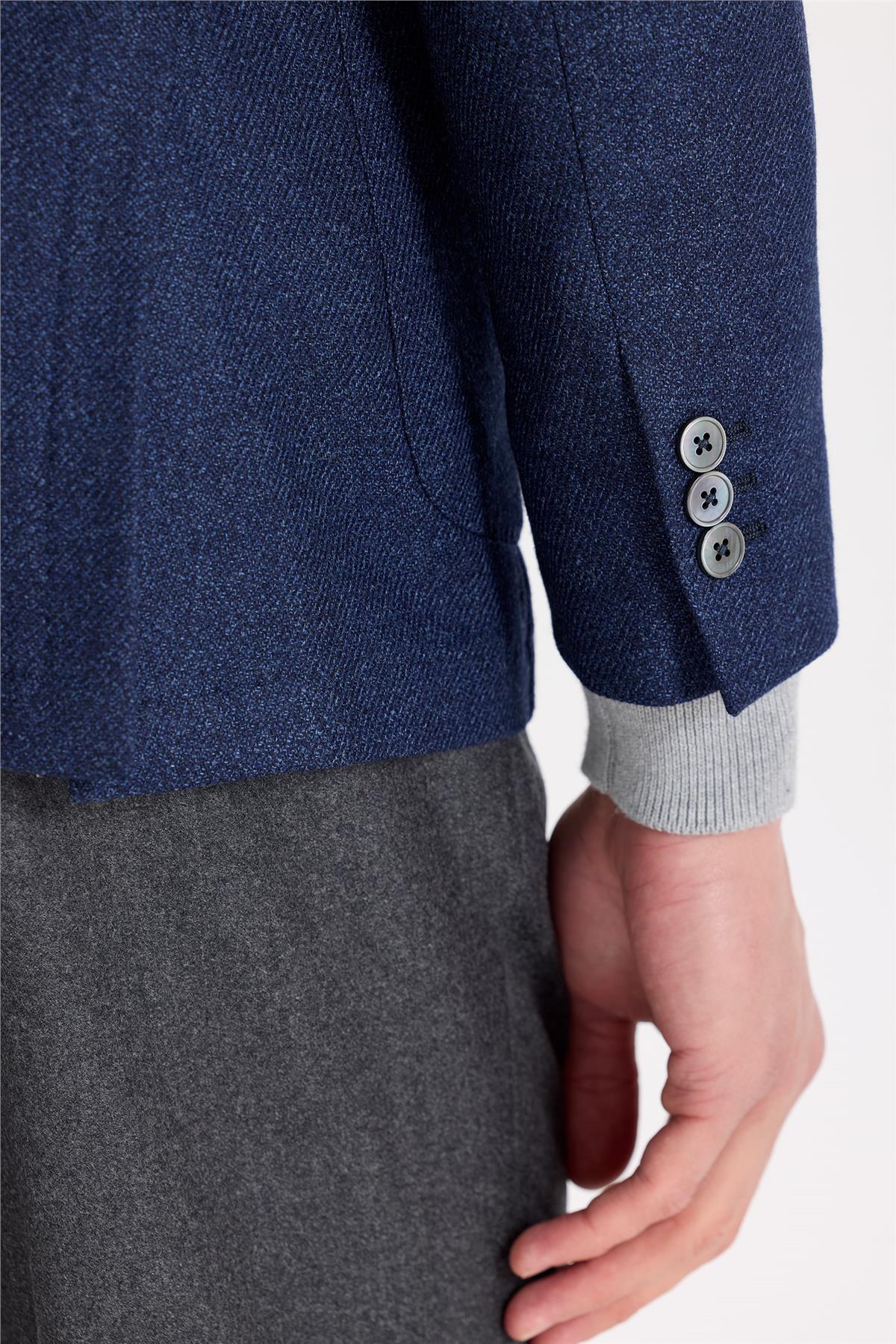 Lacivert Yün İpek Ceket