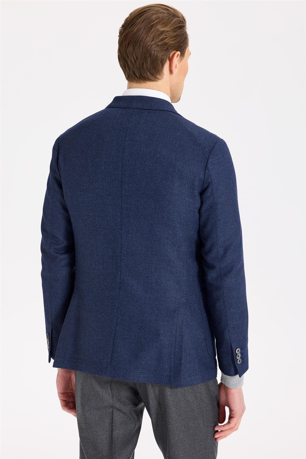 Lacivert Yün İpek Ceket