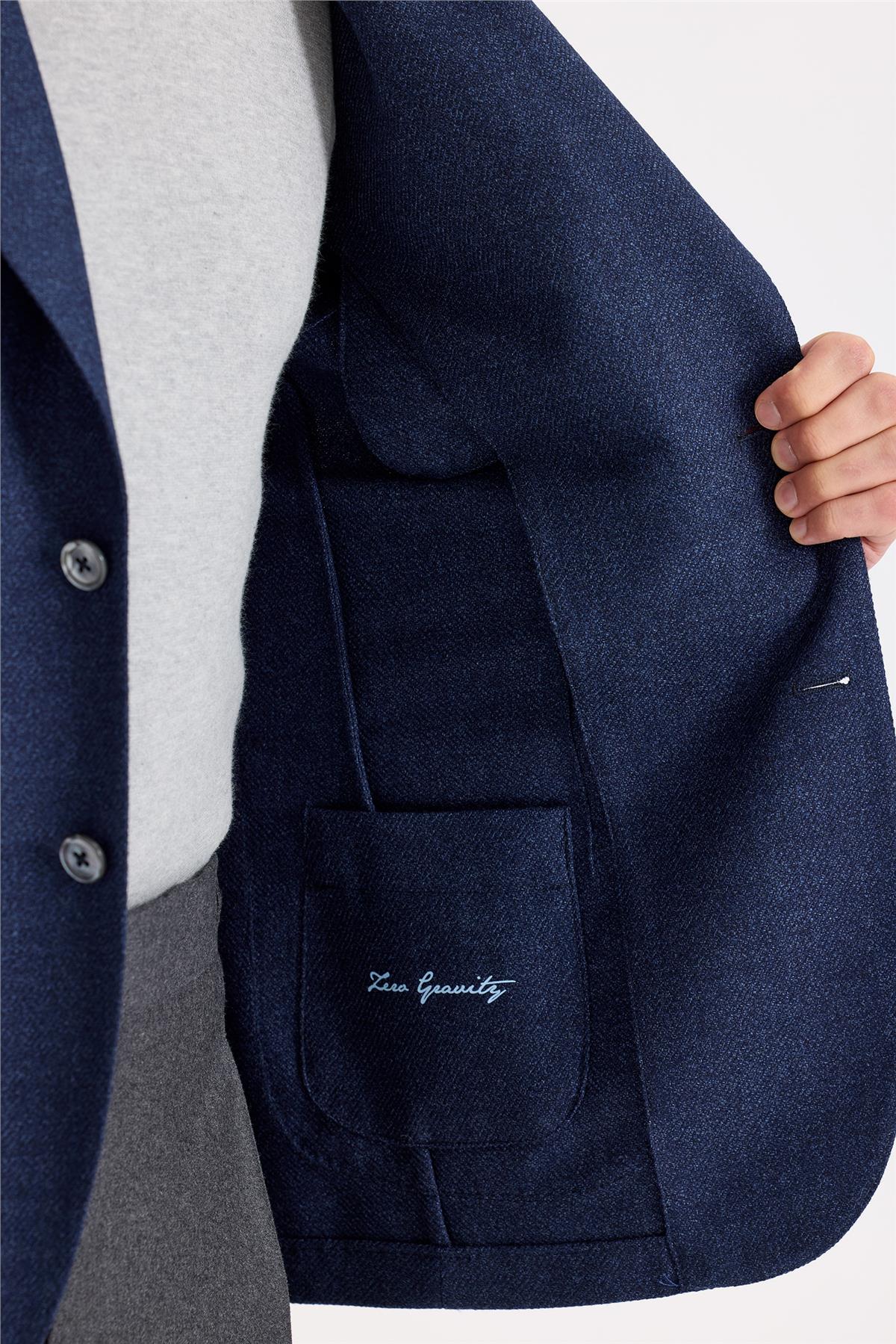 Lacivert Yün İpek Ceket