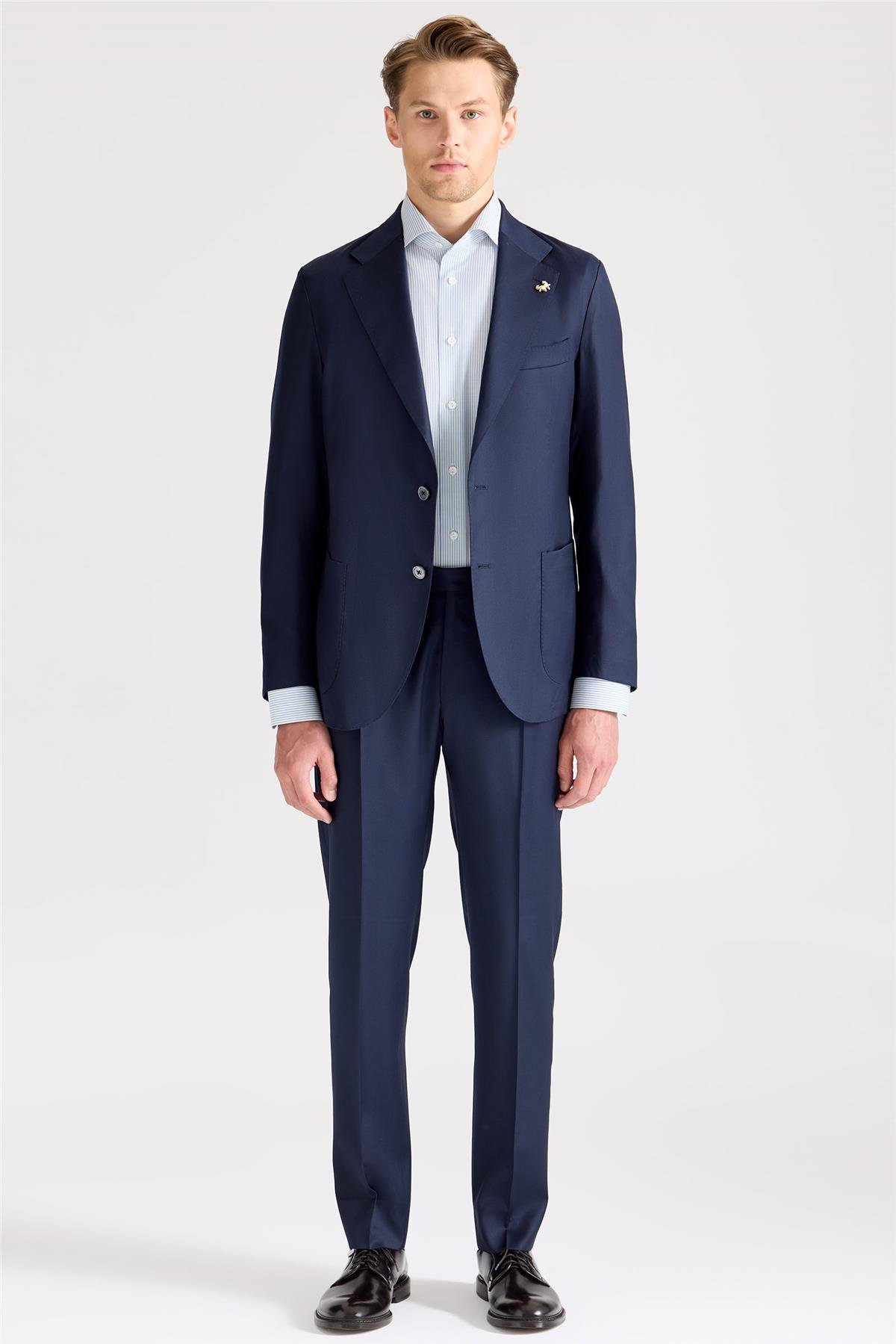 Lacivert Yün İpek Takım Elbise