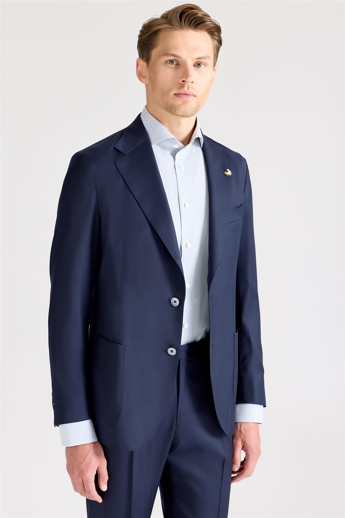 Lacivert Yün İpek Takım Elbise