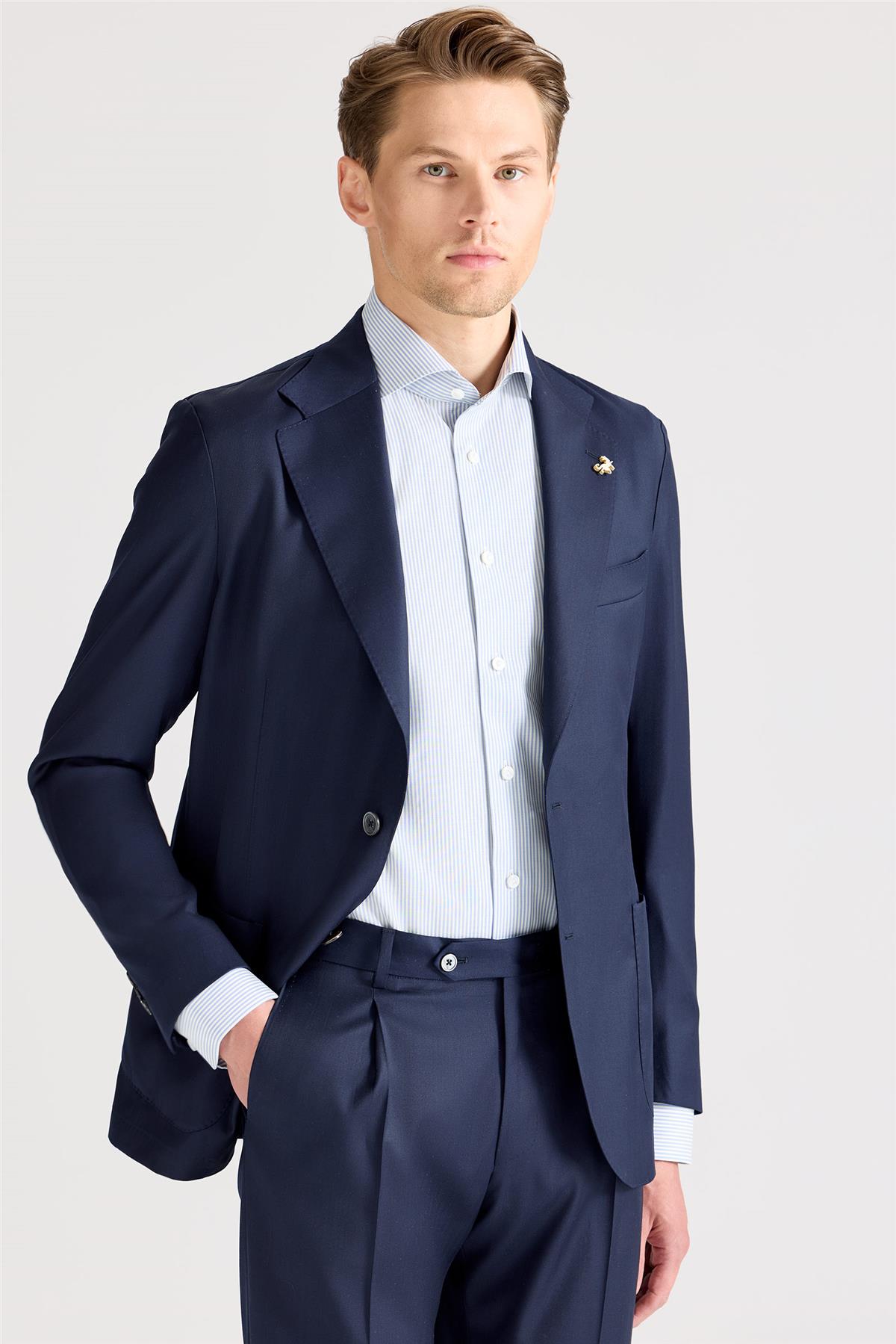 Lacivert Yün İpek Takım Elbise