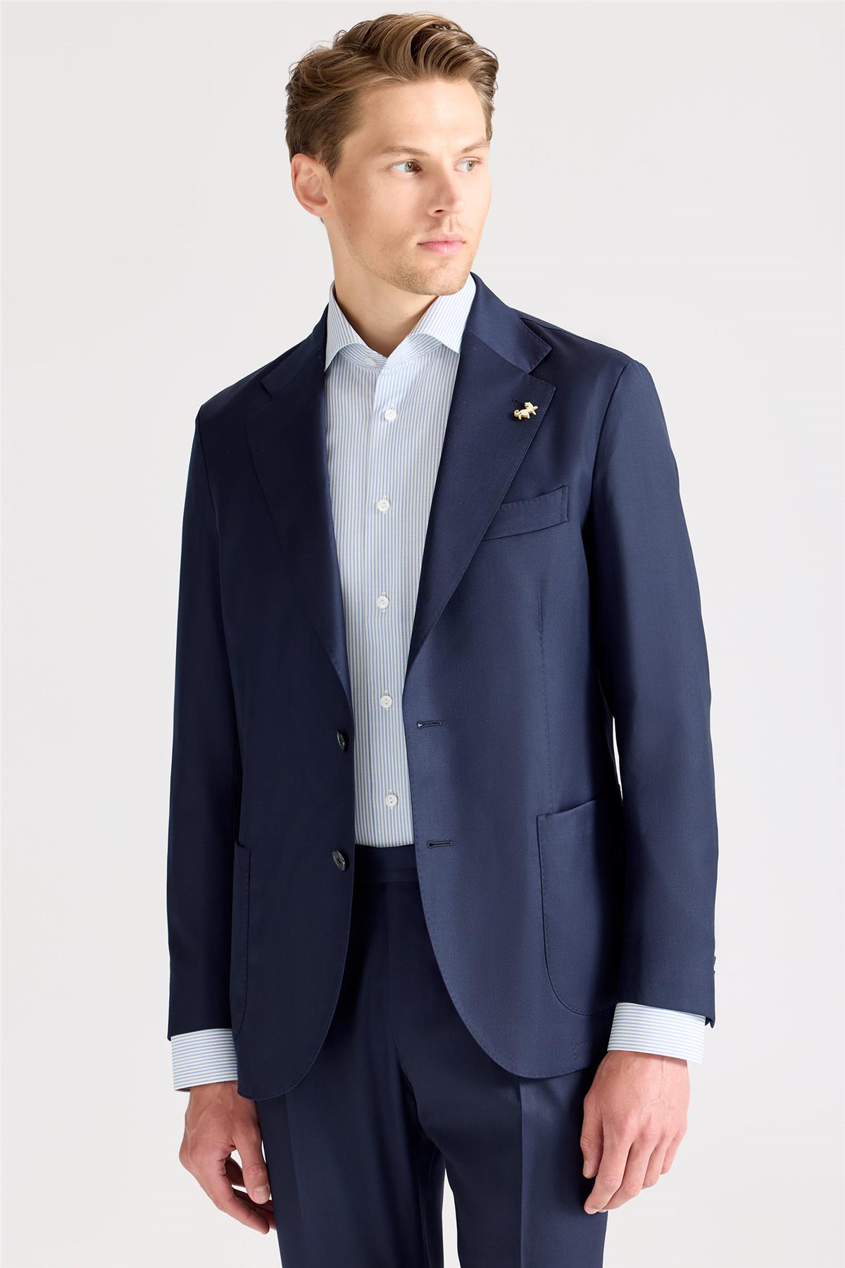 Lacivert Yün İpek Takım Elbise