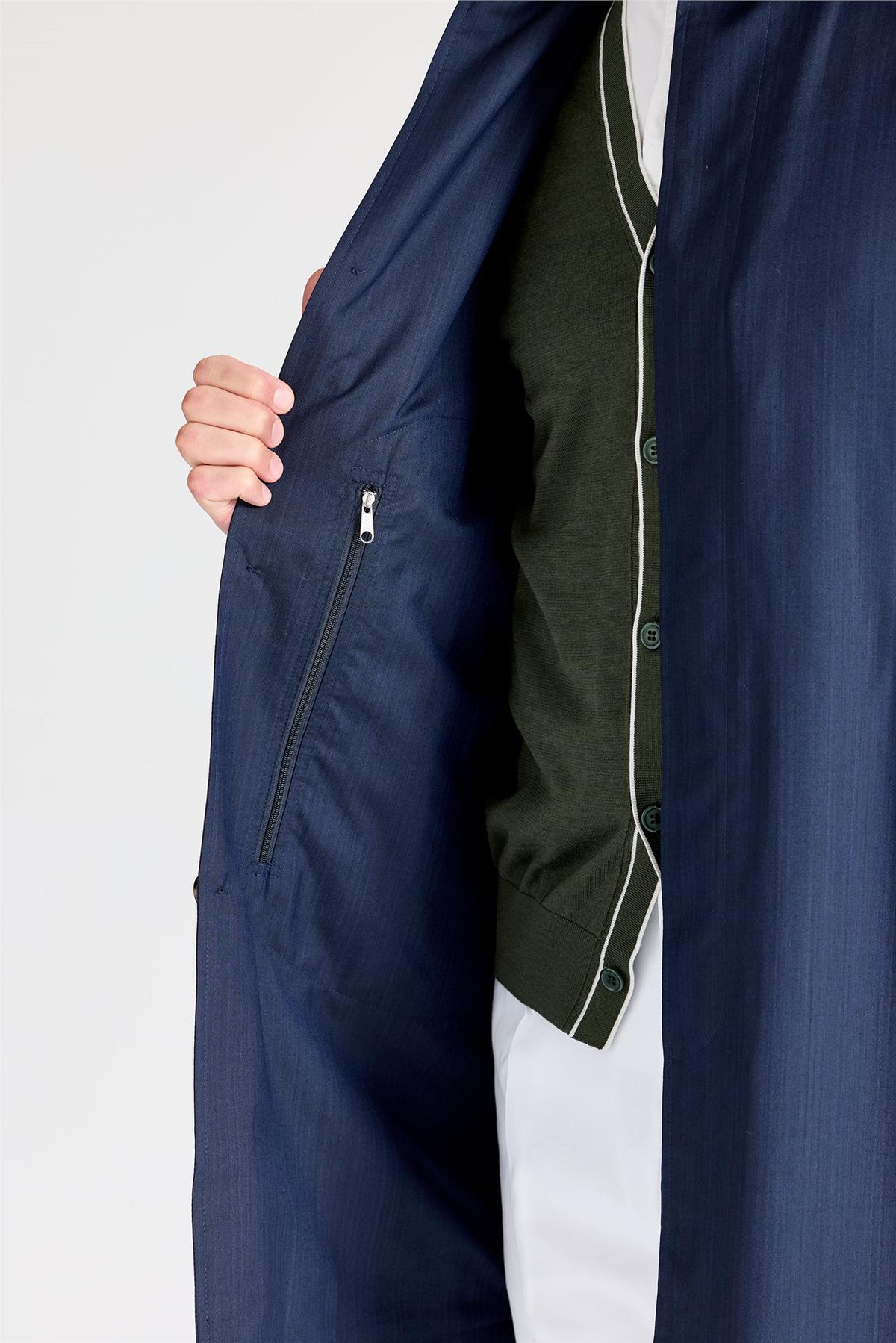 Lacivert Yün İpek Yağmurluk