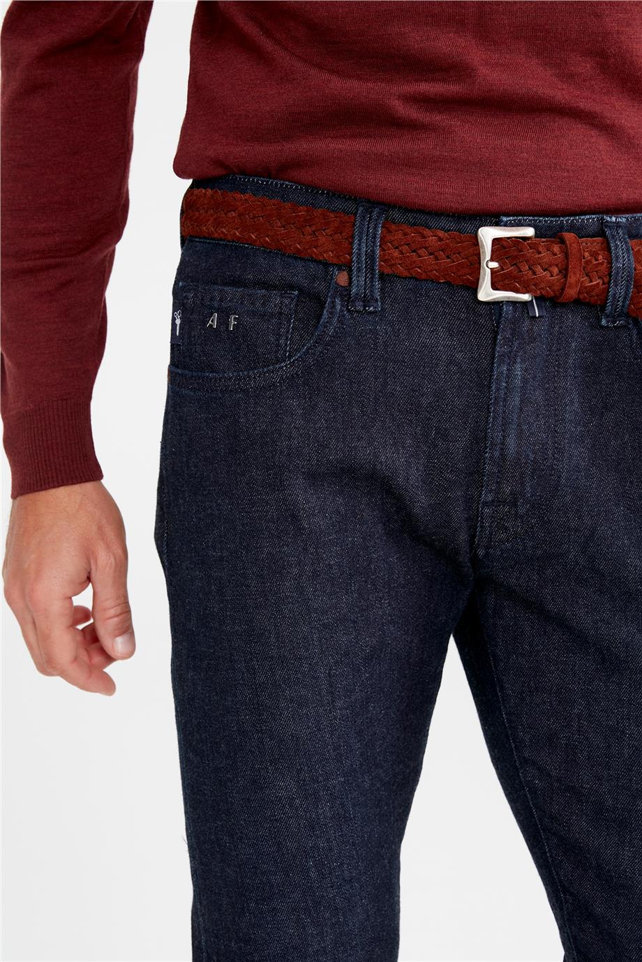 Lacivert Yün Pamuk Denim Pantolon