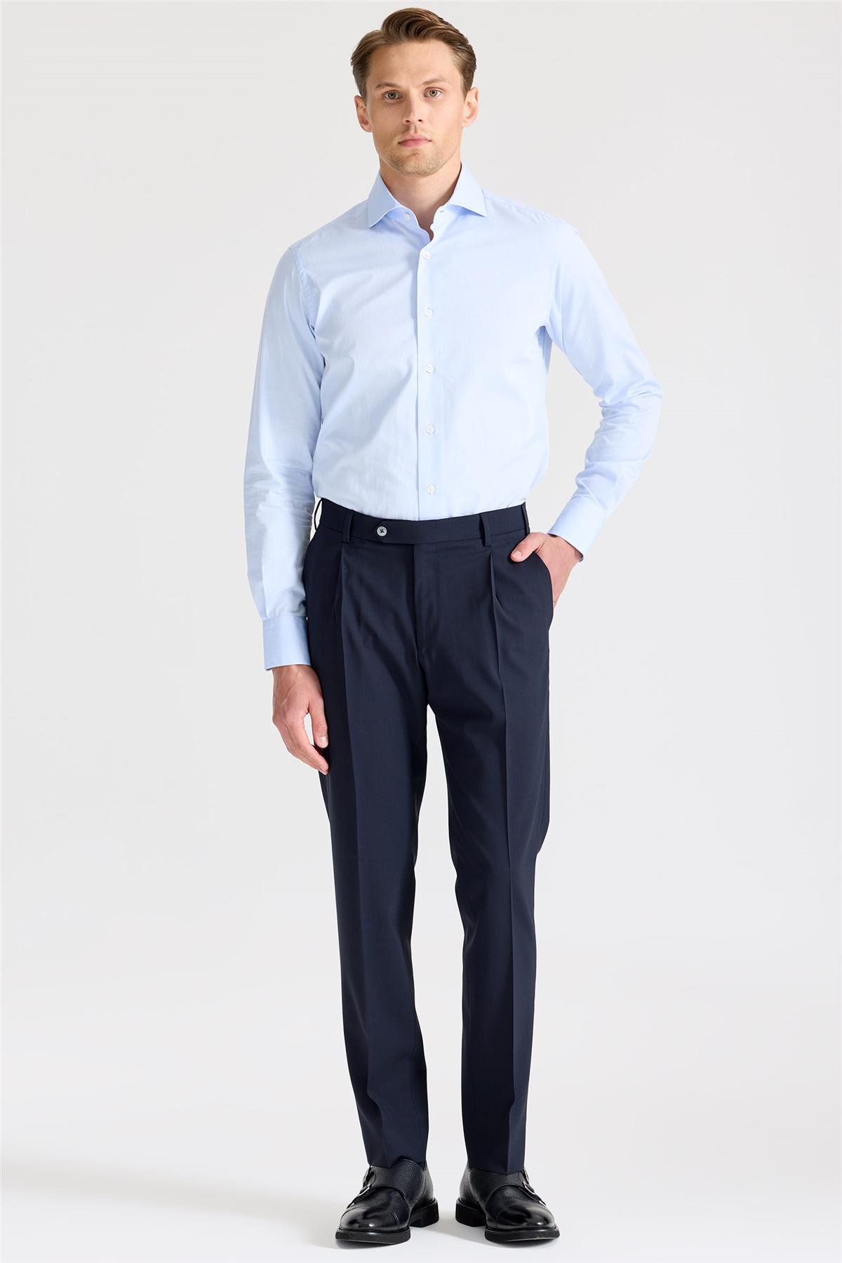 Lacivert Yün Pantolon