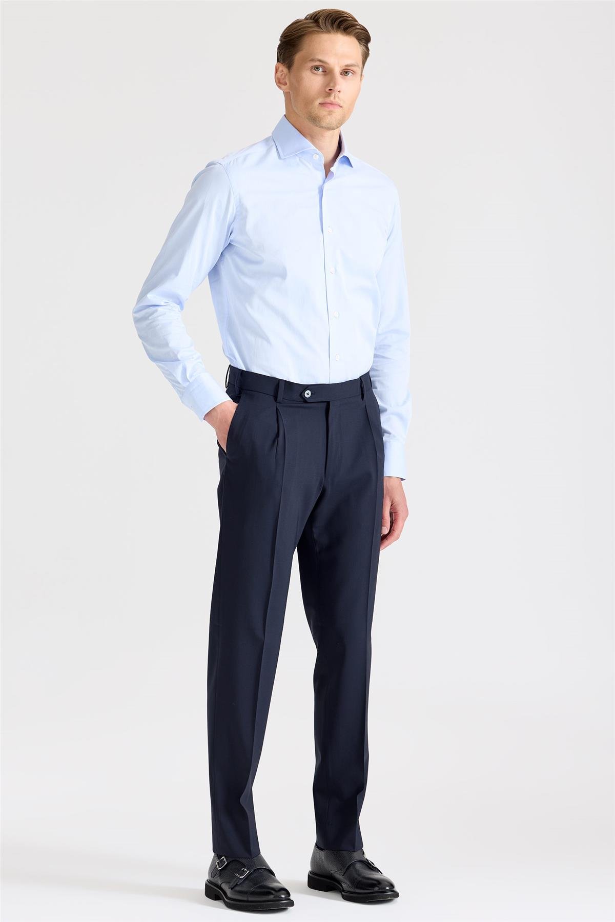 Lacivert Yün Pantolon